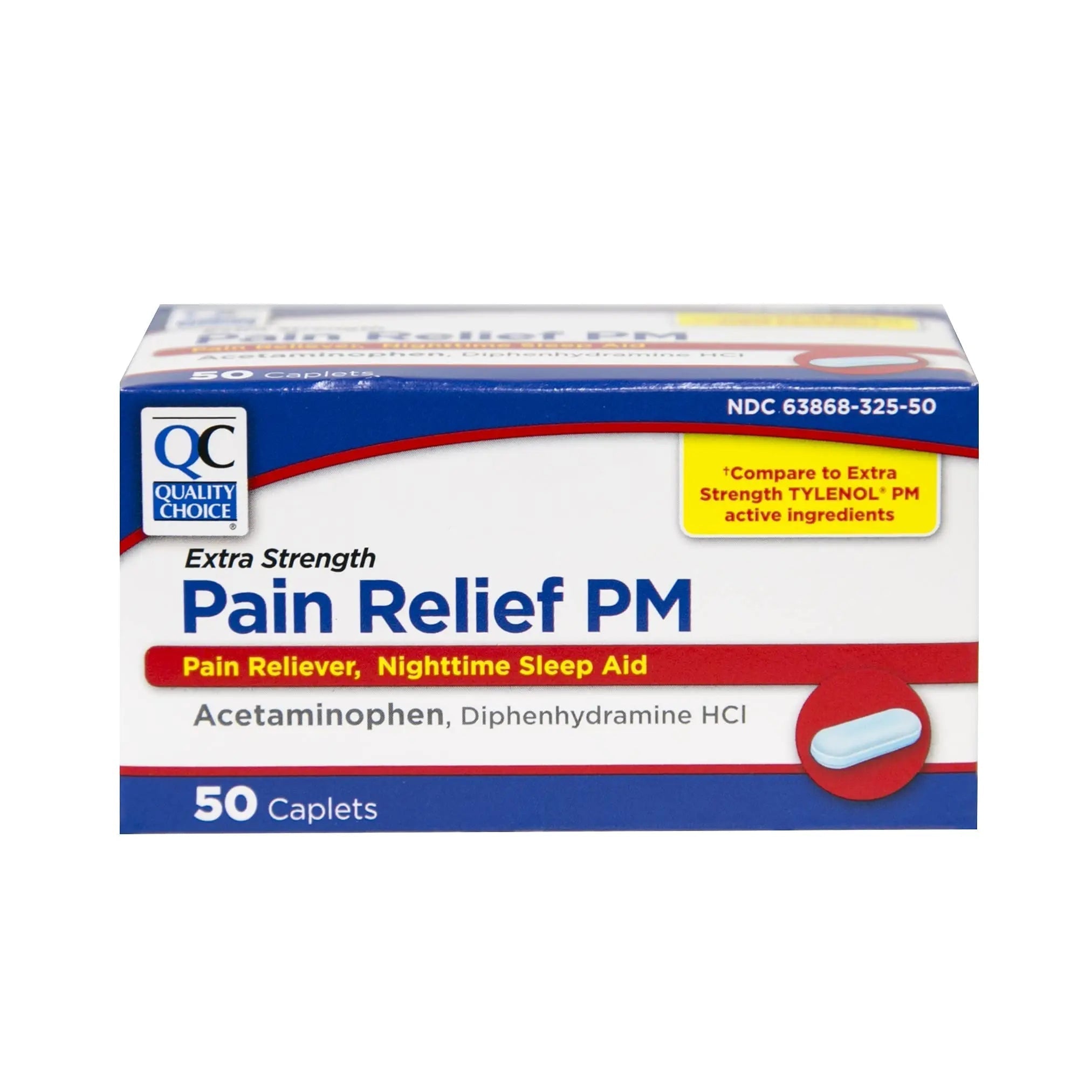 Quality Choice Extra Strength Pain Relief PM, Pain Reliever and Nighttime Sleep Aid, Acetaminophen 500 mg & Diphenhydramine HCI 25 mg (Sleep Aid), 50 Count Package of Caplets Quality Choice Au supplements