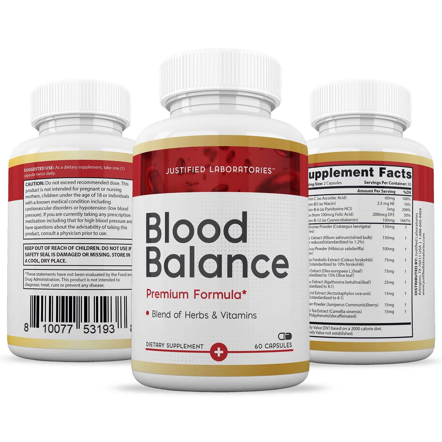 (3 Pack) Blood Balance Advanced Formula 688MG Supplement Pills 180 Capsules Justified Laboratories Au supplements