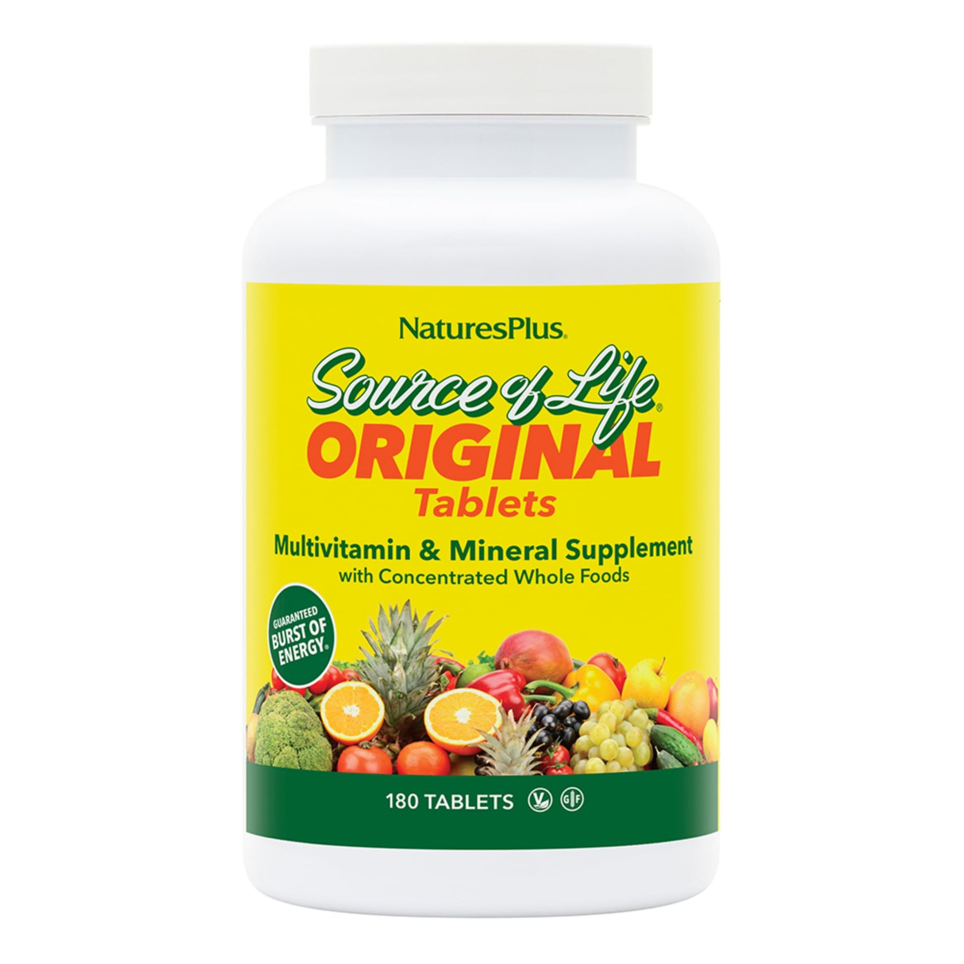 NaturesPlus Source of Life - 180 Tablets, Pack of 2 - Multivitamin & Mineral Supplement with Concentrated Whole Foods - Gluten Free, Vegetarian - 120 Total Servings NaturesPlus Au supplements