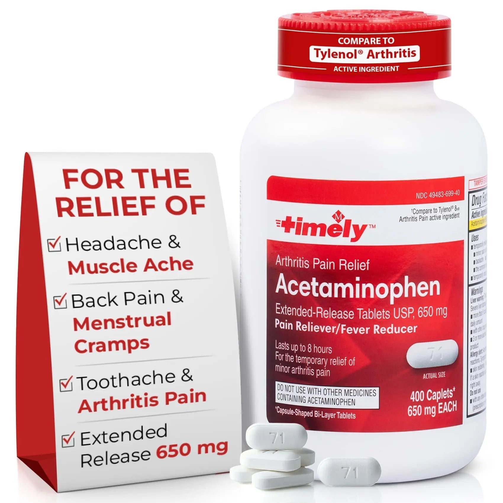 TIME-Cap Labs 400 Caplets Extended Release Acetaminophen 650mg - Pain Reliever & Fever Reducer for Adults, Helps with Headaches, Backaches, Muscle Pain, Toothaches, Arthritis & Menstrual Cramps TIME-CAP LABS, INC. Au supplements