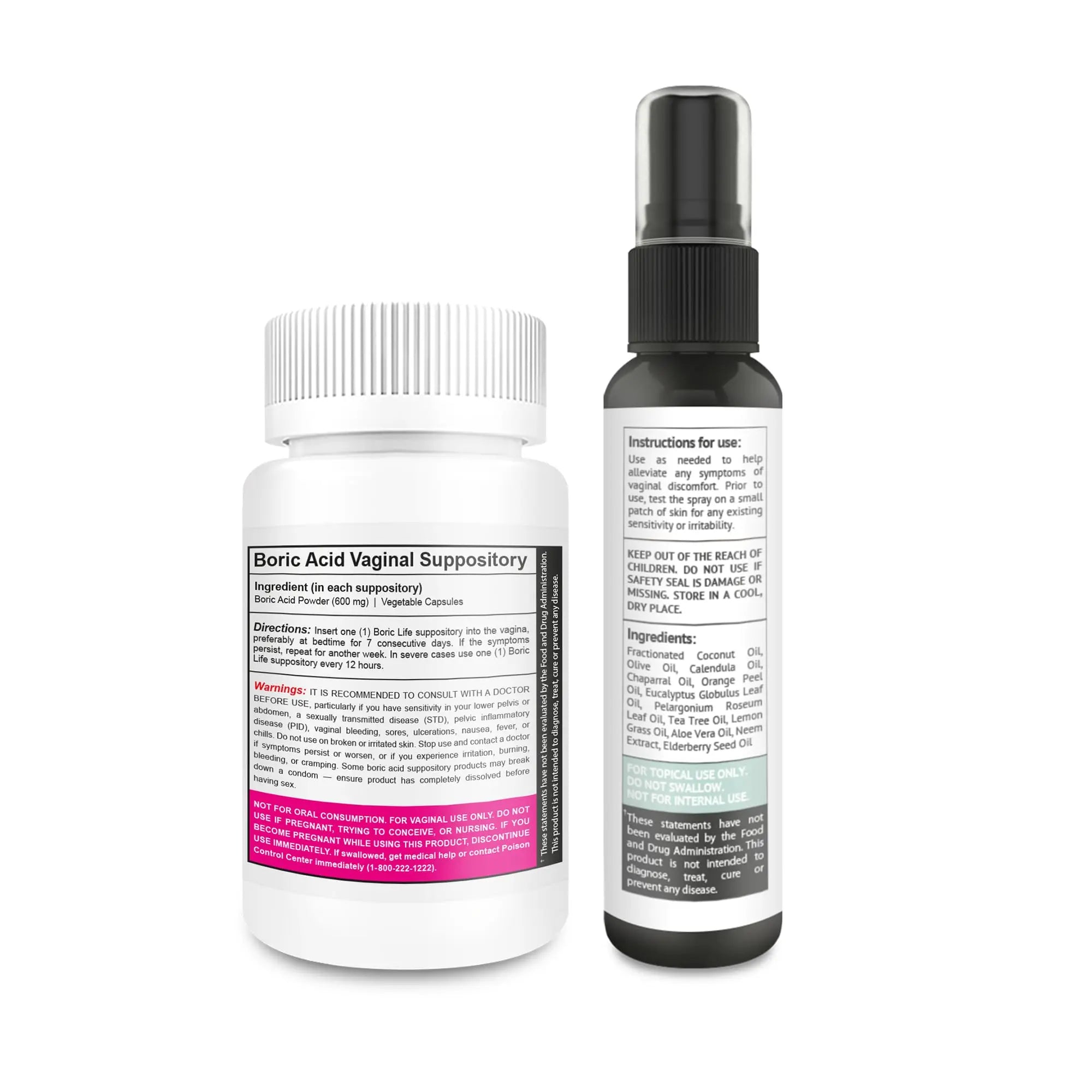 NutraBlast Boric Acid Vaginal Suppositories 600mg (30 Count) Bundle with Intimist Essential Oils Blend Spray (2 fl oz) NutraBlast Au supplements
