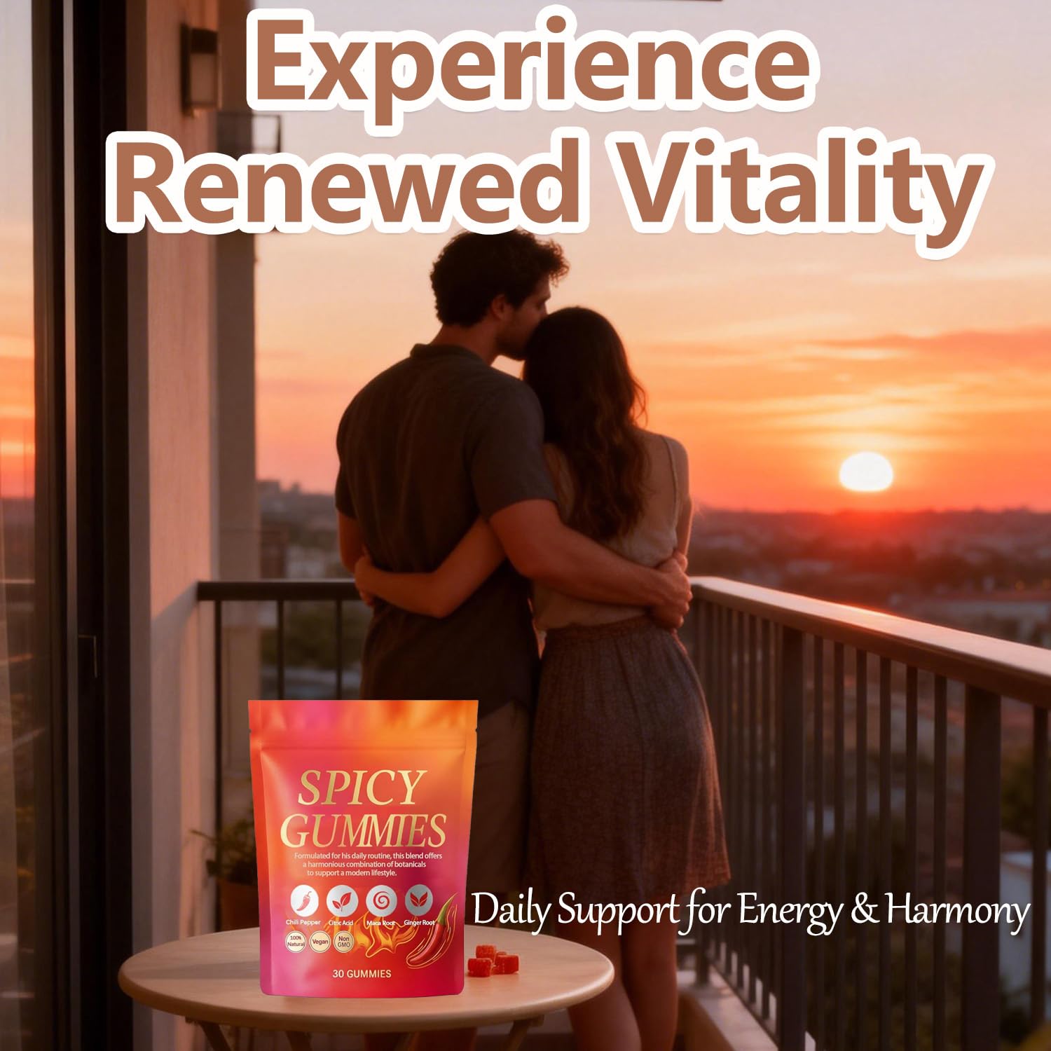 Spicy Gummy, Hot Peach Gummies – Natural Chili Flavor, Promote Calmness and Intimacy Wellness, 30 Gummies Voererh Au supplements