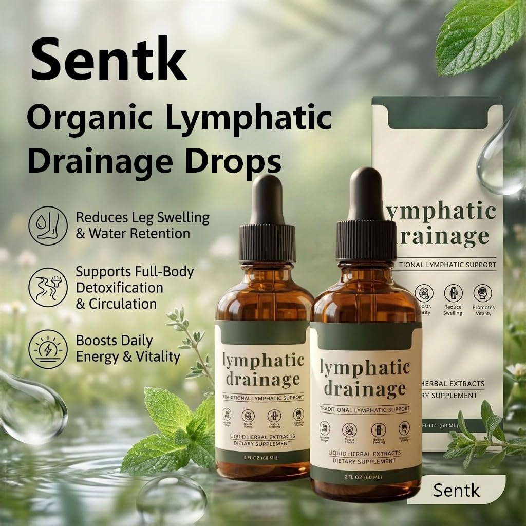 Sentk Organic Lymphatic Drainage Drops, Liposomal Herbal Blend – Supports Lymph System, Reduces Swelling, Boosts Immunity & Vitality, Enhance Clarity, Portable Dropper Design, 2 fl oz (2 Pack) Sentk Au supplements