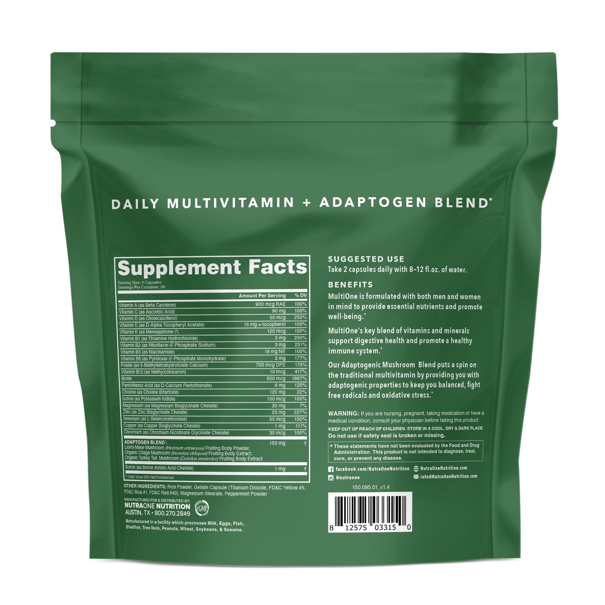 MultiOne Men & Women’s Daily Multivitamin - Essential Nutrients and Minerals for Optimal Health (60 Capsules) NutraOne Au supplements