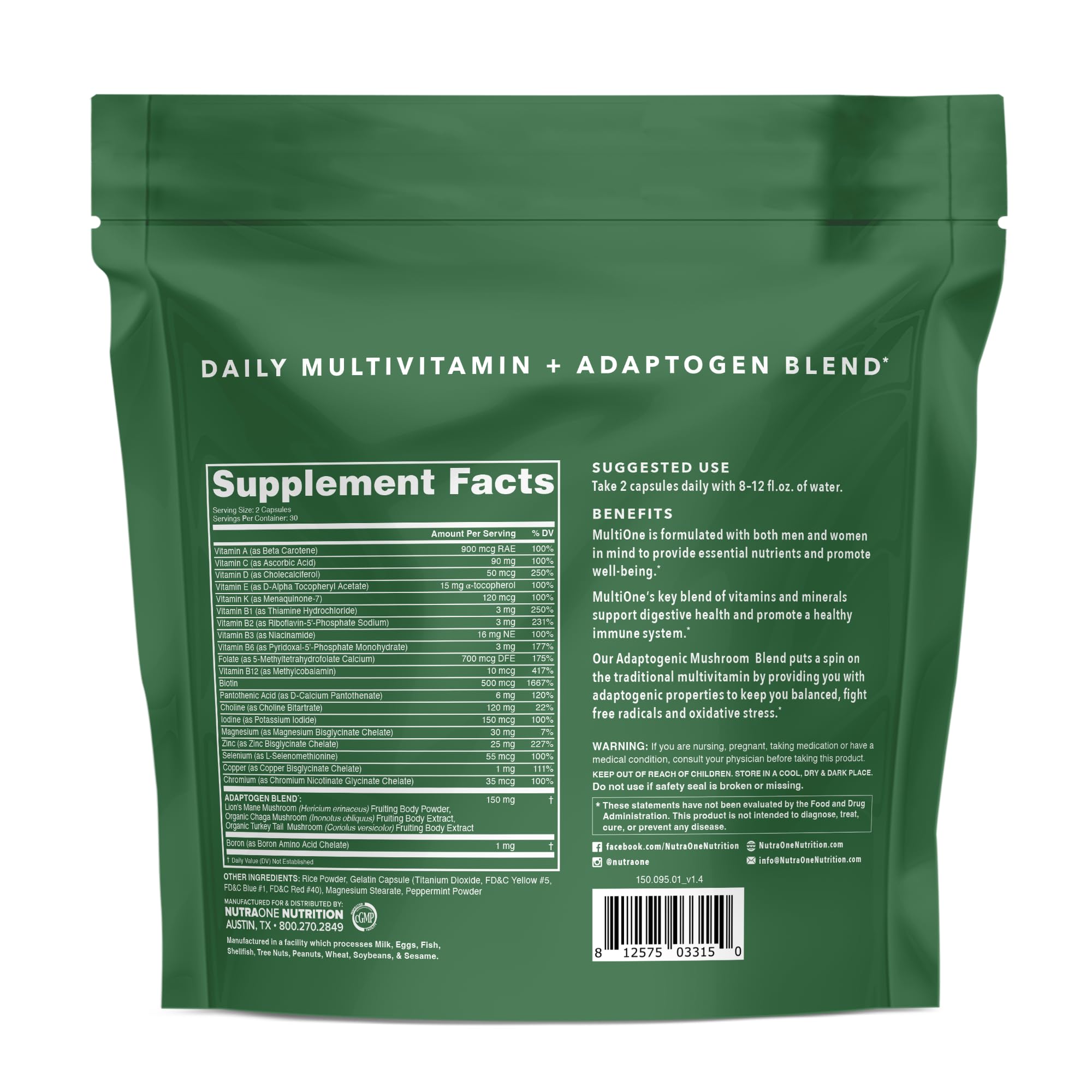 MultiOne Men & Women’s Daily Multivitamin - Essential Nutrients and Minerals for Optimal Health (60 Capsules) NutraOne Au supplements