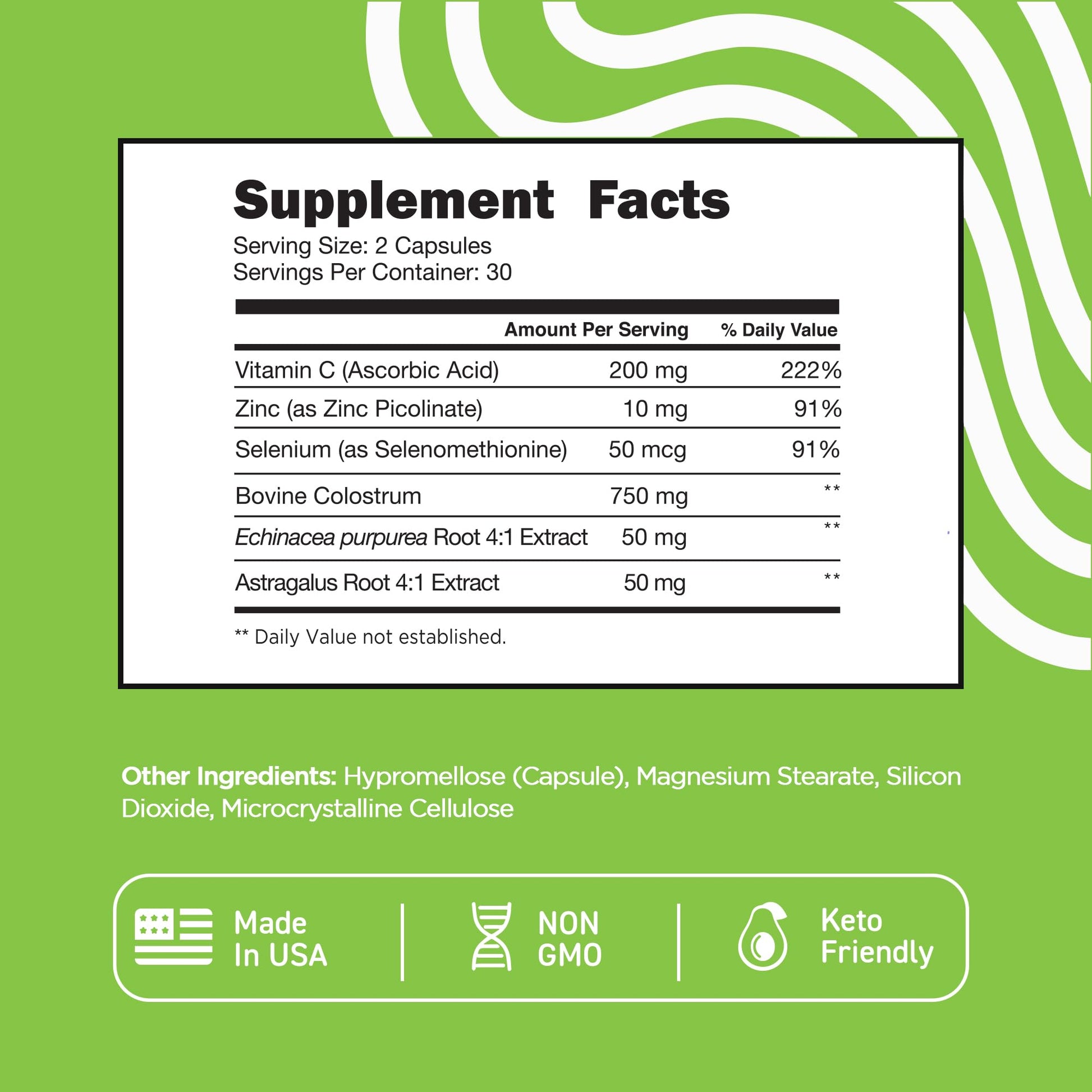 Vital Vitamins Colostrum Supplement - Vitamin C, Zinc, & Selenium - from First Milking - Standardized to Contain 10% IgG Immunoglobulins - Grass-Fed American Cows - 60 Capsules Vital Vitamins Au supplements
