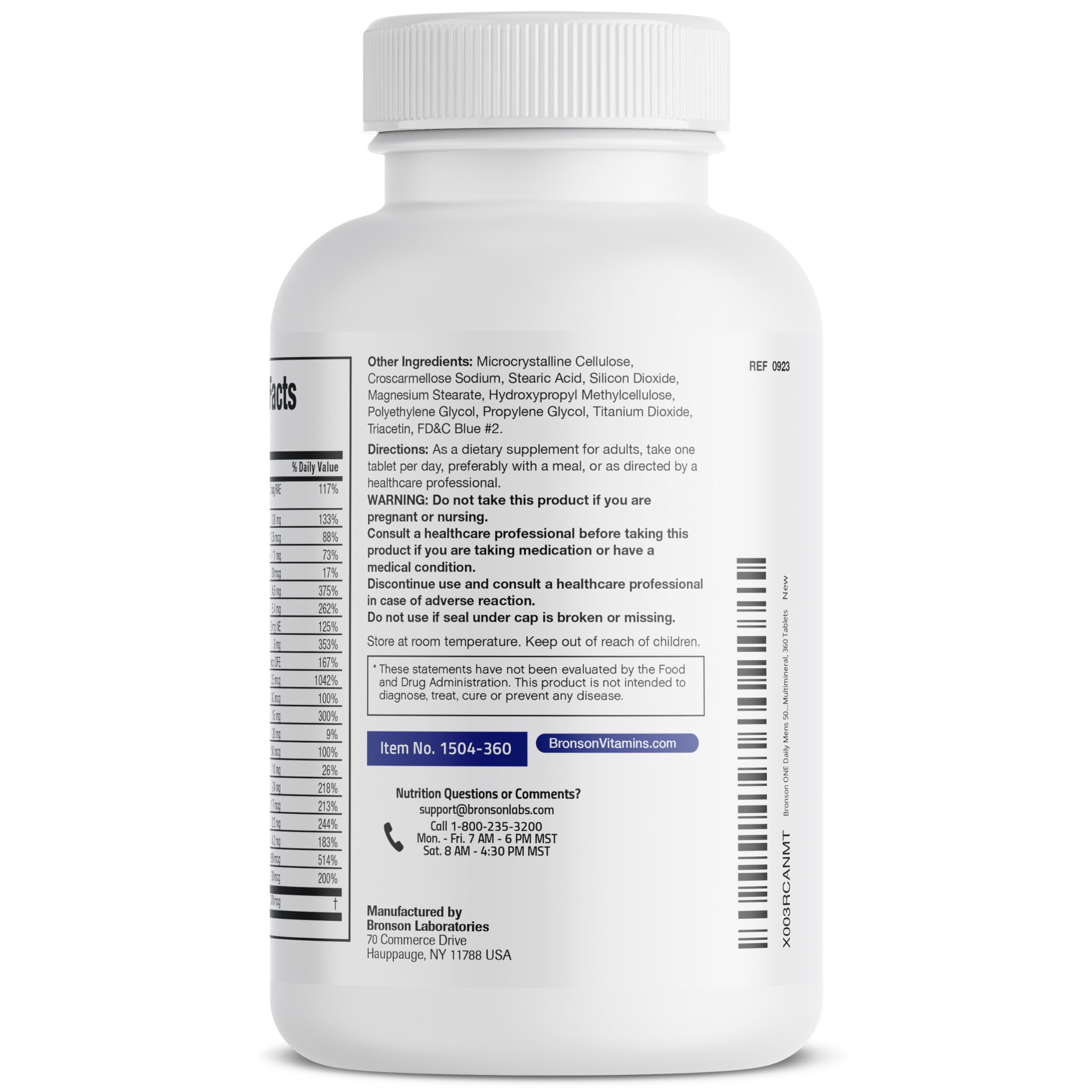 Bronson ONE Daily Mens 50+ Complete Multivitamin Multimineral, 360 Tablets Bronson Au supplements