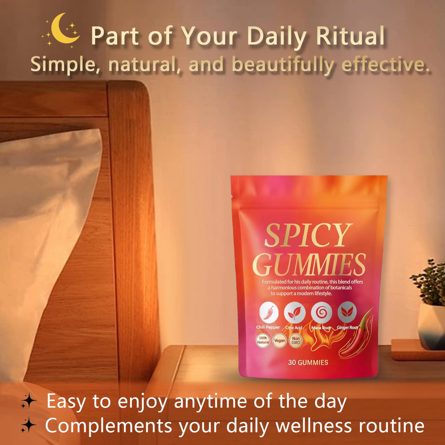 Spicy Gummy, Hot Peach Gummies – Natural Chili Flavor, Promote Calmness and Intimacy Wellness, 30 Gummies Voererh Au supplements