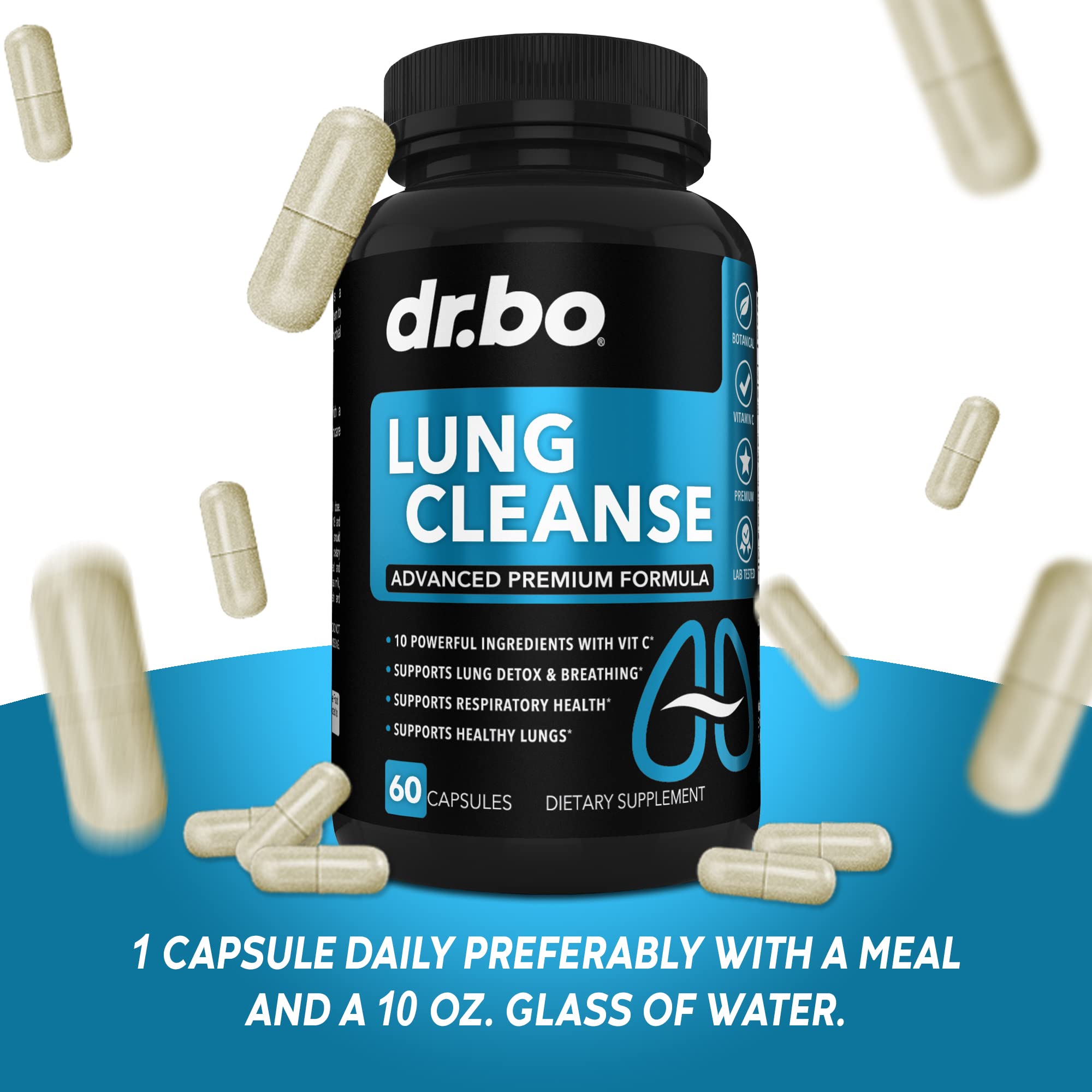 Lung Cleanse Support Supplement - Respiratory Supplements to Quit & Stop Smoking Aids - Herbal Detox for Lungs & Bronchial Health - Smokers Cleanser Breathe Aid for Mucus Clear Relief - 60 Capsules DR. BO Au supplements