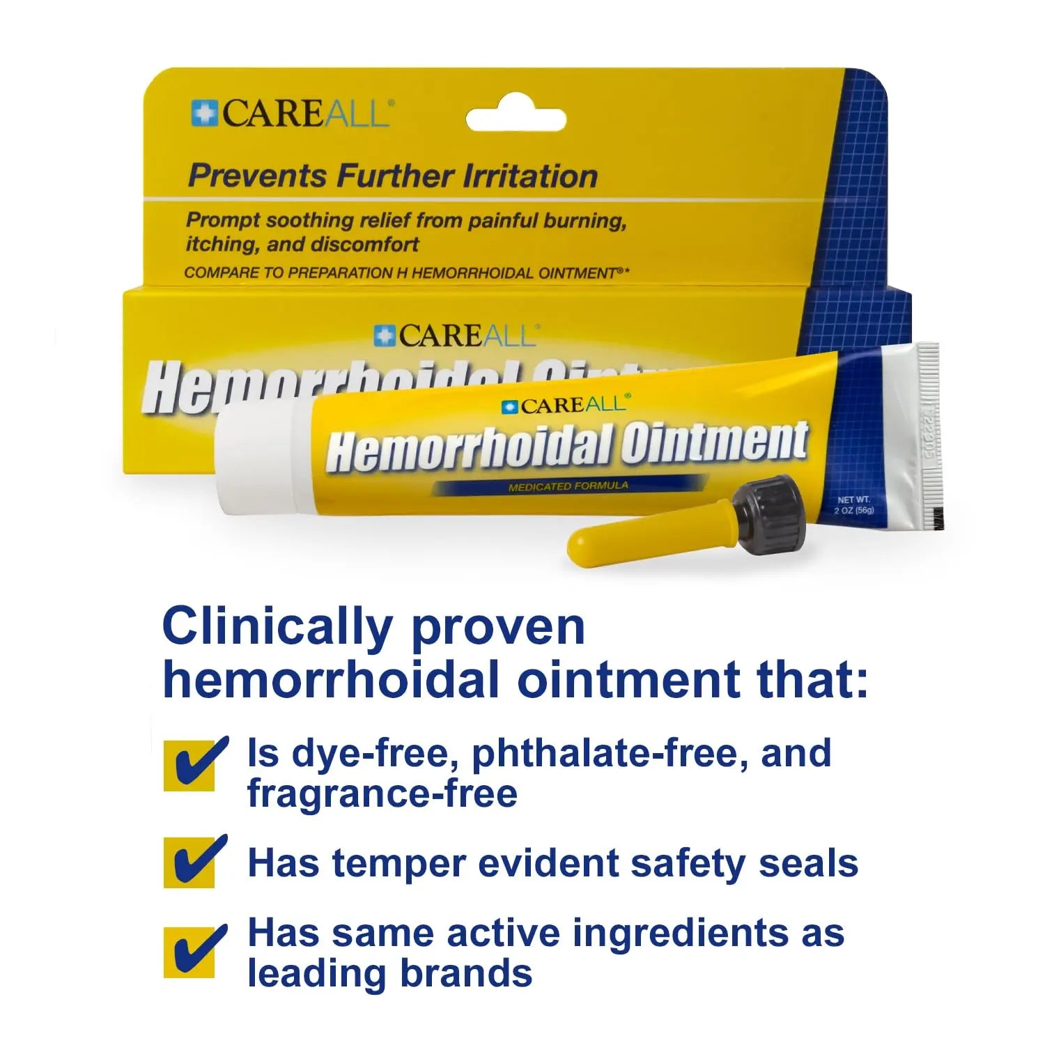 CareAll Hemorrhoidal Ointment 2.0 oz with Applicator (3 Pack). Helps Relieve Burning, Itching, and Discomfort Associated with Inflamed Hemorrhoidal Tissues. Dye, Phthalate, and Fragrance Free CareAll Au supplements