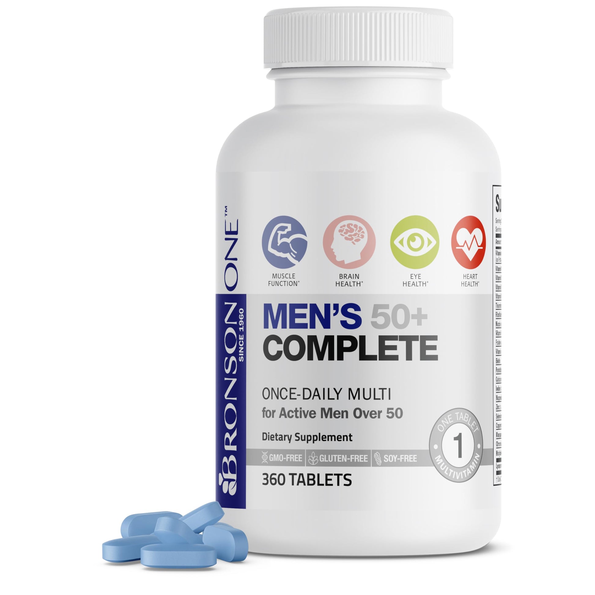Bronson ONE Daily Mens 50+ Complete Multivitamin Multimineral, 360 Tablets Bronson Au supplements