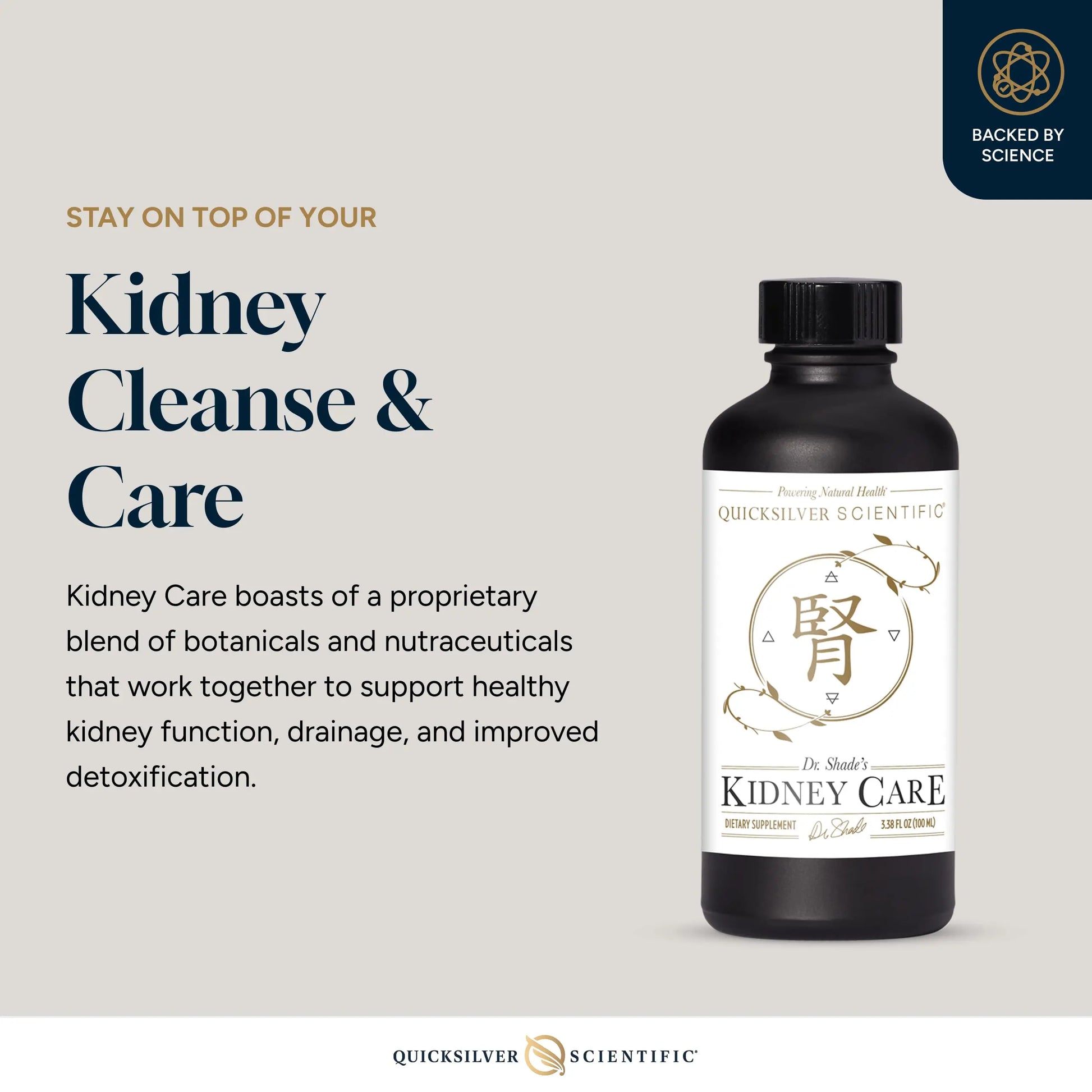 Quicksilver Scientific Kidney Care - Kidney Cleanse & Lymphatic Drainage Supplements - Astragaloside IV Extract, Zhu Ling, Goldenrod, Ferulic Acid, He Shou Wu & Dandelion Leaf (3.38oz / 100ml) Quicksilver Scientific Au supplements
