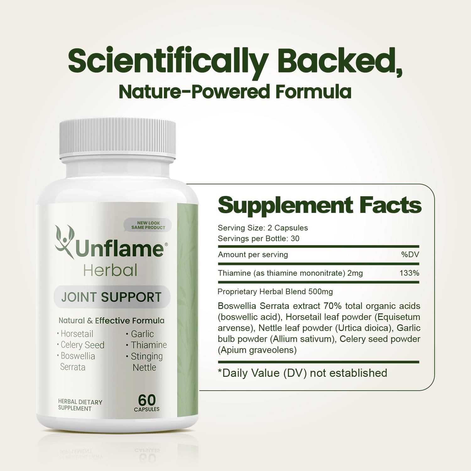 Unflame Herbal Supplement – Botanical Support for Joints, Back, and Muscles – 60 Capsules – Natural Herbal Blend – Dietary Supplement Unflame Au supplements