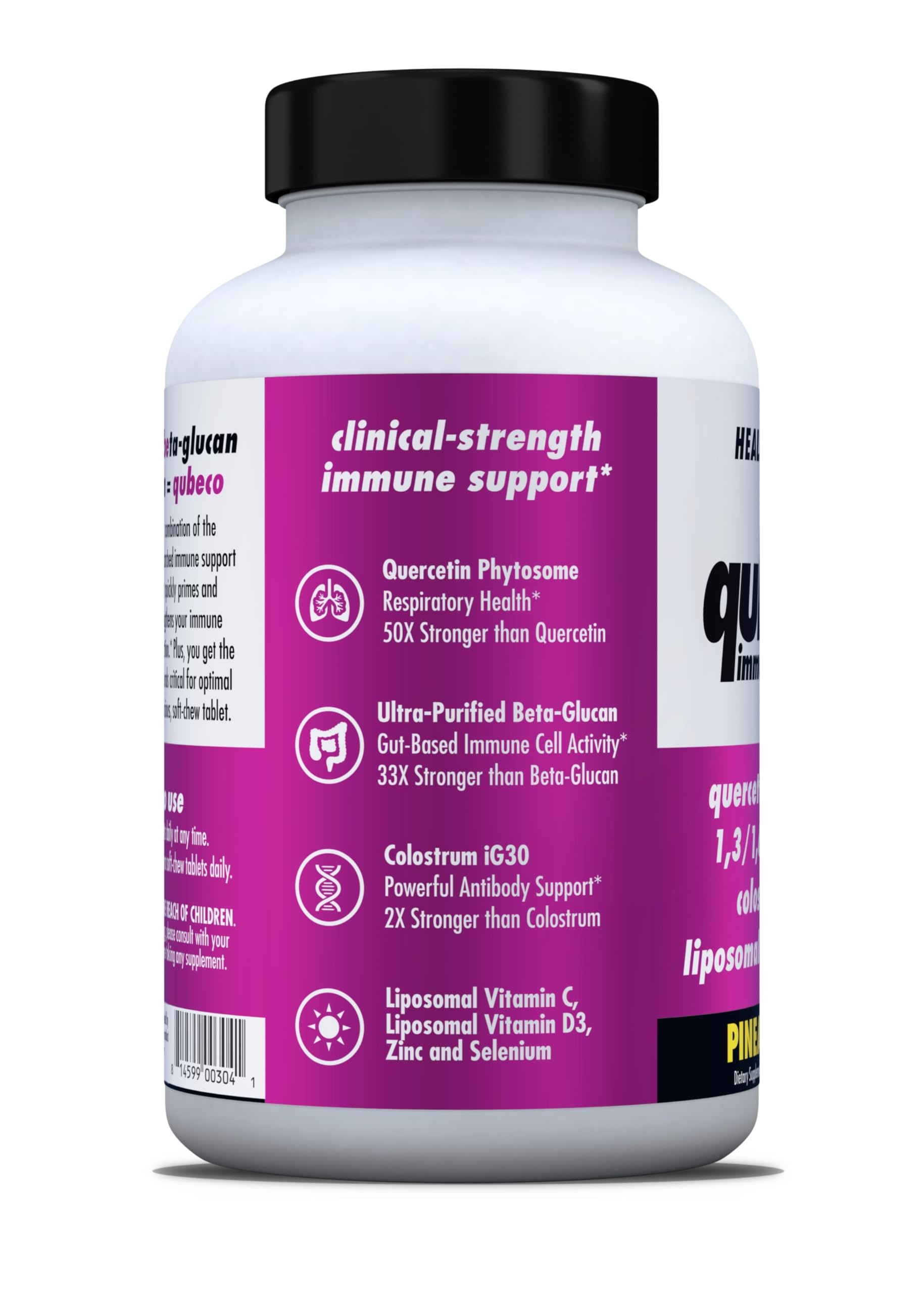 HEALTH DIRECT - Qubeco Immune Support with Vitamin D3, Liposomal Vitamin C, Quercetin, Beta-Glucan, Colostrum, Zinc, Selenium - Clinical Strength – 56 Soft Chew Tabs - 28 Day Supply - Pineapple Zest HEALTH DIRECT Au supplements