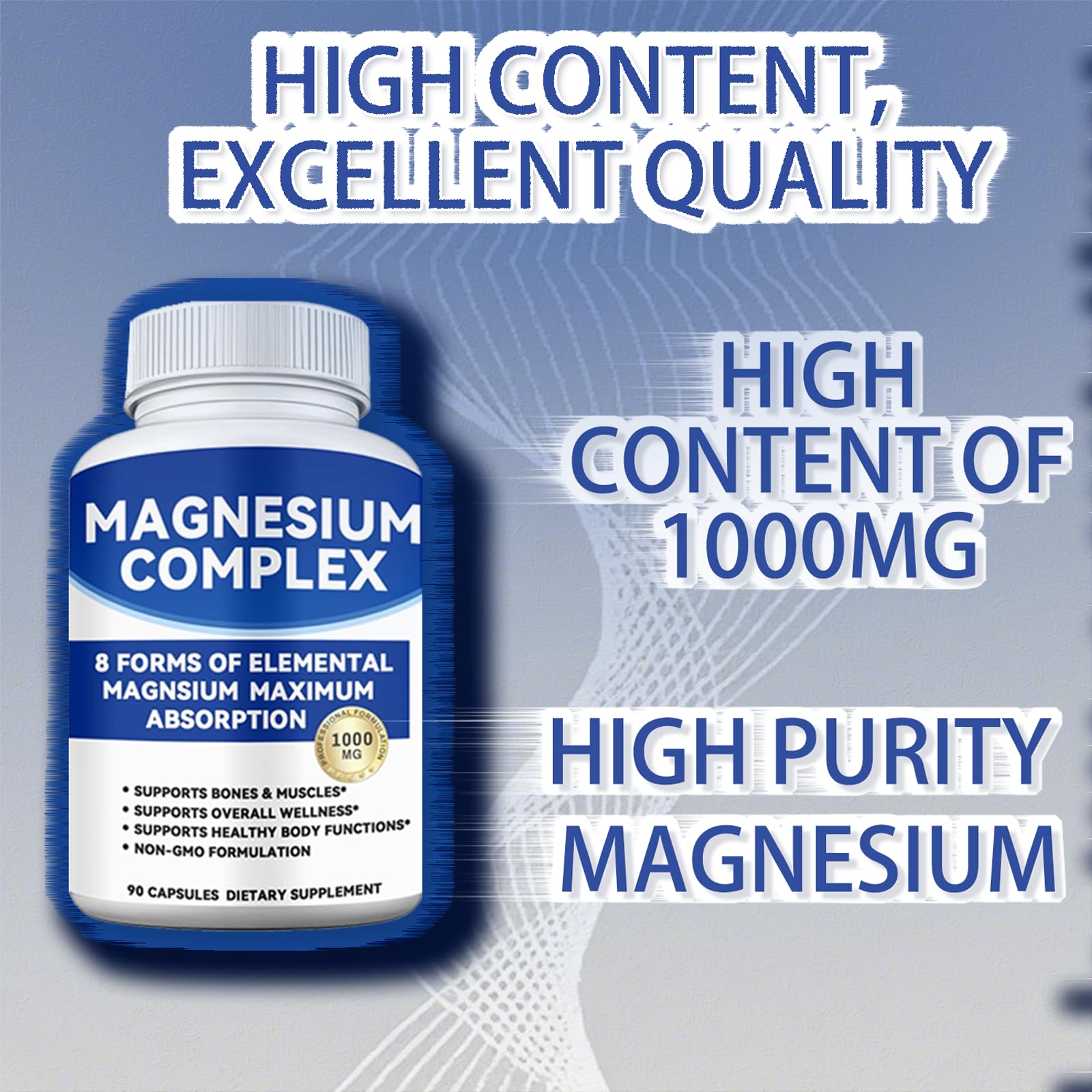 Magnesium Complex 1000mg with 8 Forms – Glycinate, Citrate, Malate, Taurate for Absorption – Supports Bone, Muscle, Energy & Recovery – Vegan, Non-GMO, 90 Capsules (1) alzclipp Au supplements