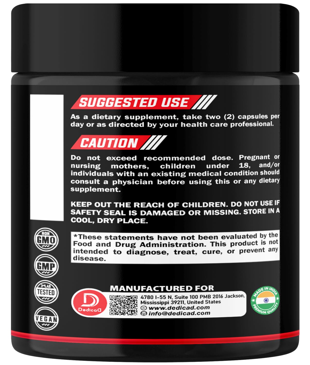 DEDICAD Wormwood Capsules Supplement - Extracted from Black Walnut, Cloves, Turmeric, Apple, Berberine HCl & More - 11 Ingredients Combined for Immune System, Body Management - 60 Capsules DEDICAD Au supplements