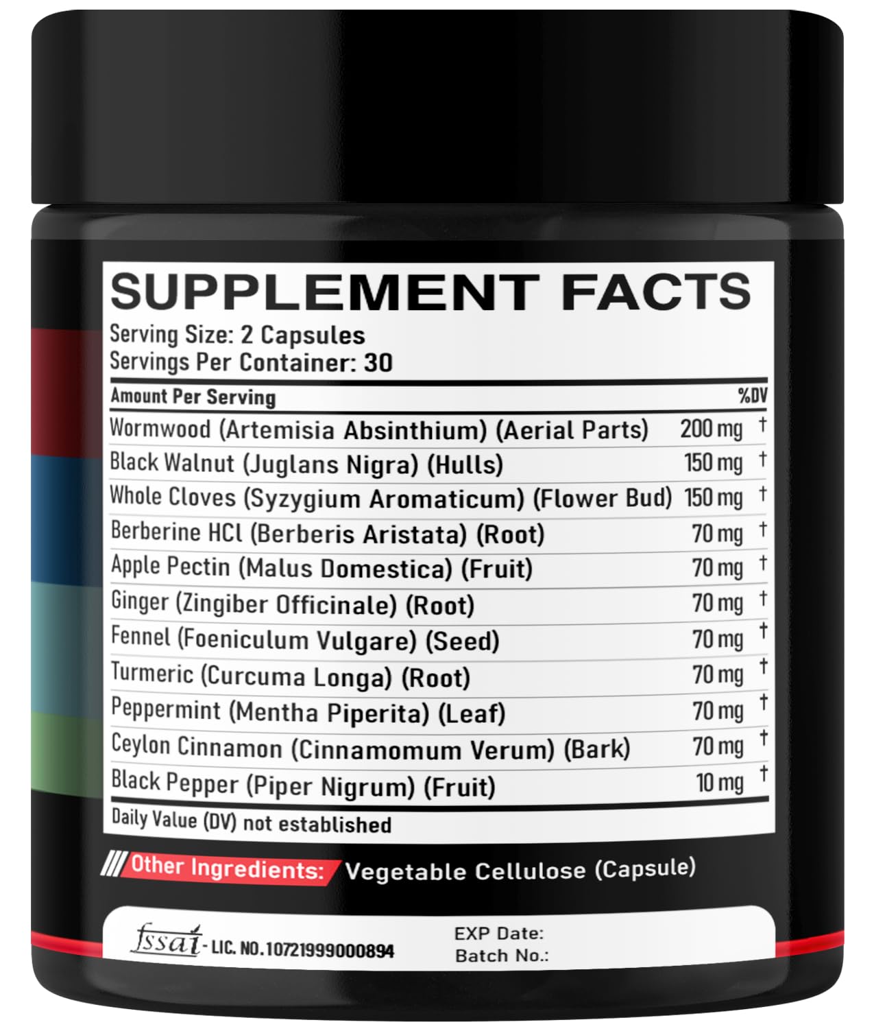 DEDICAD Wormwood Capsules Supplement - Extracted from Black Walnut, Cloves, Turmeric, Apple, Berberine HCl & More - 11 Ingredients Combined for Immune System, Body Management - 60 Capsules DEDICAD Au supplements