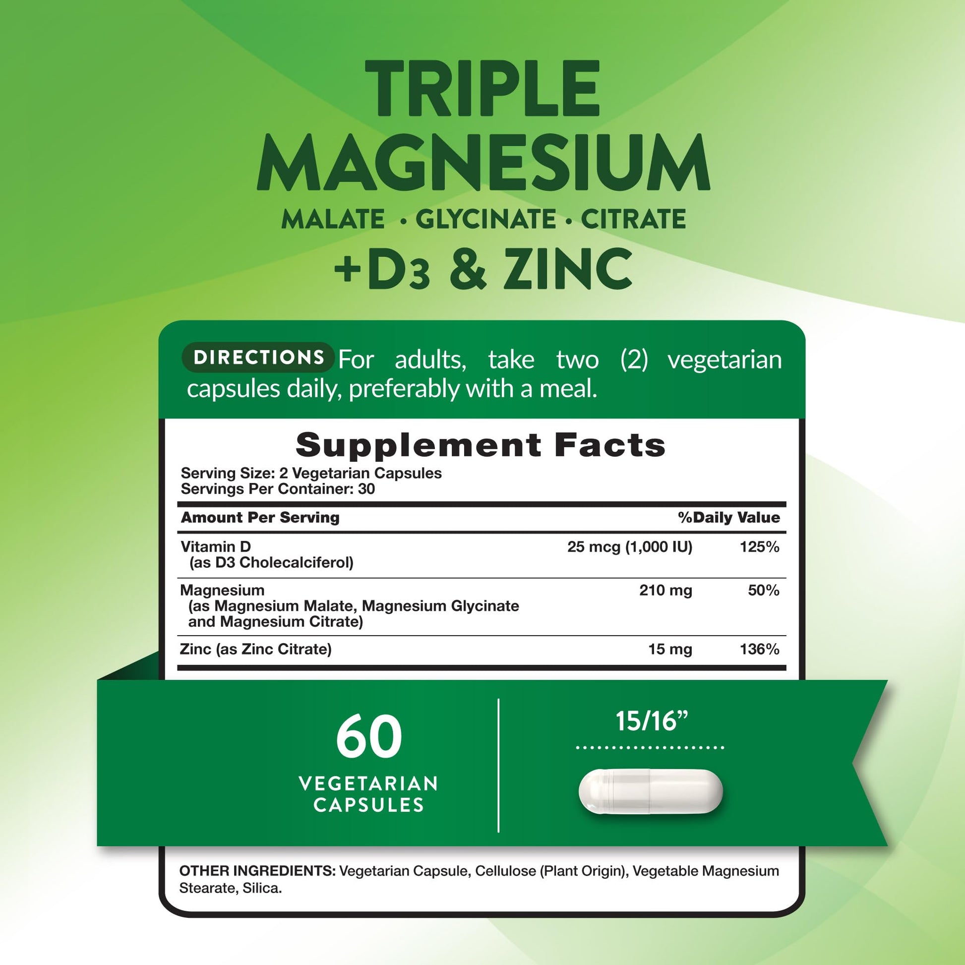 Nature's Truth Triple Magnesium Complex Supplement | 60 Capsules | Glycinate, Citrate & Malate | with D3 & Zinc | Vegetarian, Non-GMO, & Gluten Free Nature's Truth Au supplements