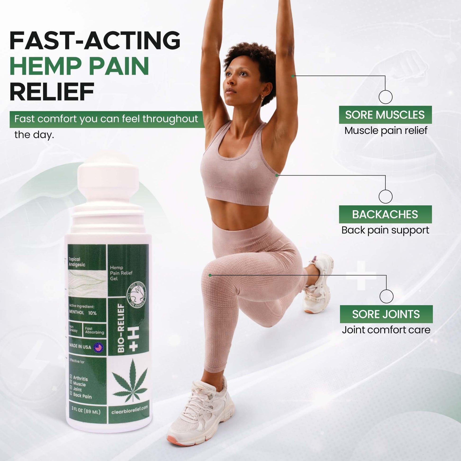 BIO-RELIEF Fast-Acting Hemp Pain Relief Roll On - Highly Effective, Cool & Topical Pain Relief Extra Strength for Arthritis, Muscle, Joint & Back – Easy Roll On Maximum Strength Scientific Solutions Global Au supplements