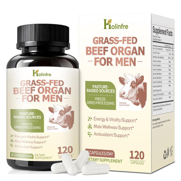 Grass Fed Beef Organ Supplement for Men - Beef Liver Capsules,Pasture Raised Beef Organs with Heart, Liver, Kidney, Spleen, Testicle & Prostate, Zinc, Selenium, Vitamin D3, Ginseng, Cordyceps HOLINFRE Au supplements