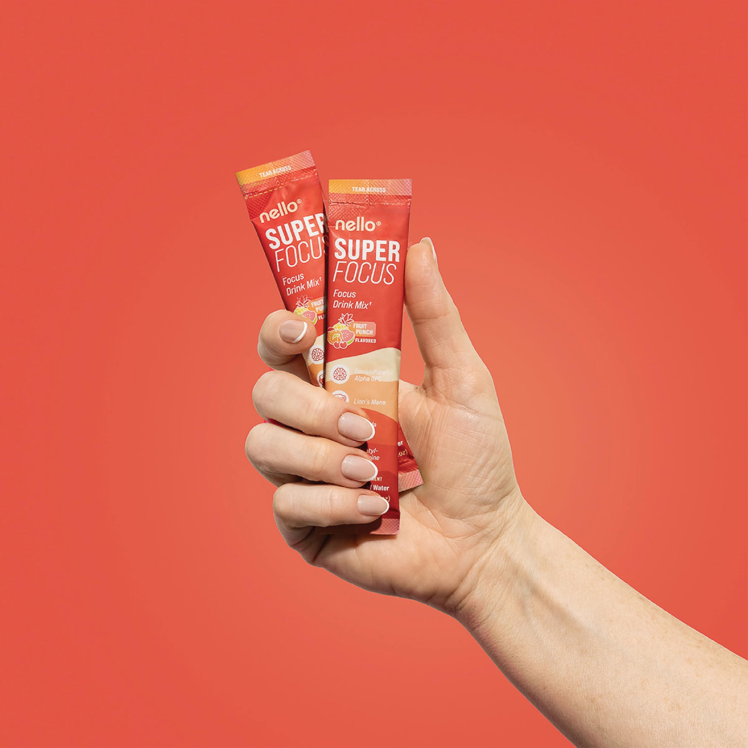 Nello Superfocus Focus Drink Mix – Fruit Punch Flavor – Alpha GPC, Lion’s Mane, Rhodiola & N-Acetyl L-Tyrosine – Sugar-Free, On-the-Go Packets – 20 Servings Nello Au supplements