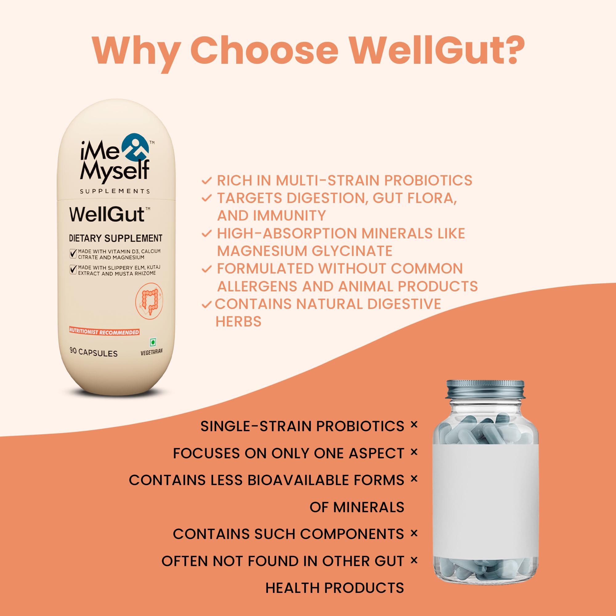 iMeMyself WellGut Daily Herbal Supplement | Traditional Herbs with Minerals & Probiotics 90 Vegan Capsules iMeMyself Au supplements