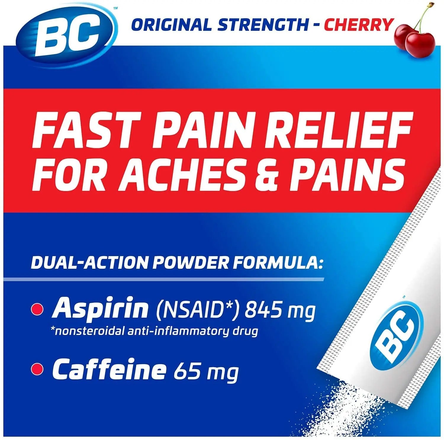 BC Powder Pain Reliever, Cherry Flavor Aspirin Dissolve Packs, 24 Count Powder Packets (6 Pack) BC Au supplements