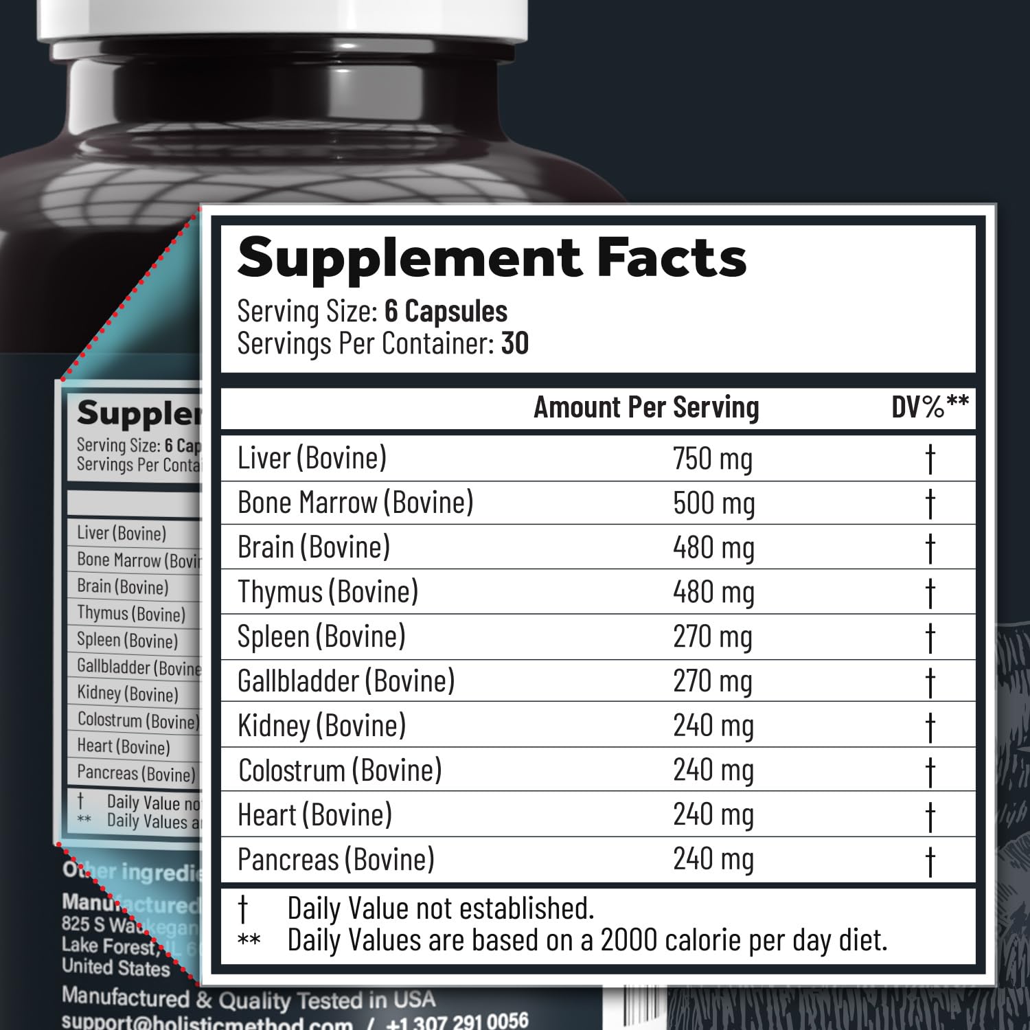 Beef Organ Supplement Complex - 10 Carnivore Grass Fed Proprietary Blend of Liver, Marrow, Brain, Thymus, Spleen, Kidney, Colostrum, Heart, Pancreas, Gallbladder - 180 Caps Carnivore Method Au supplements