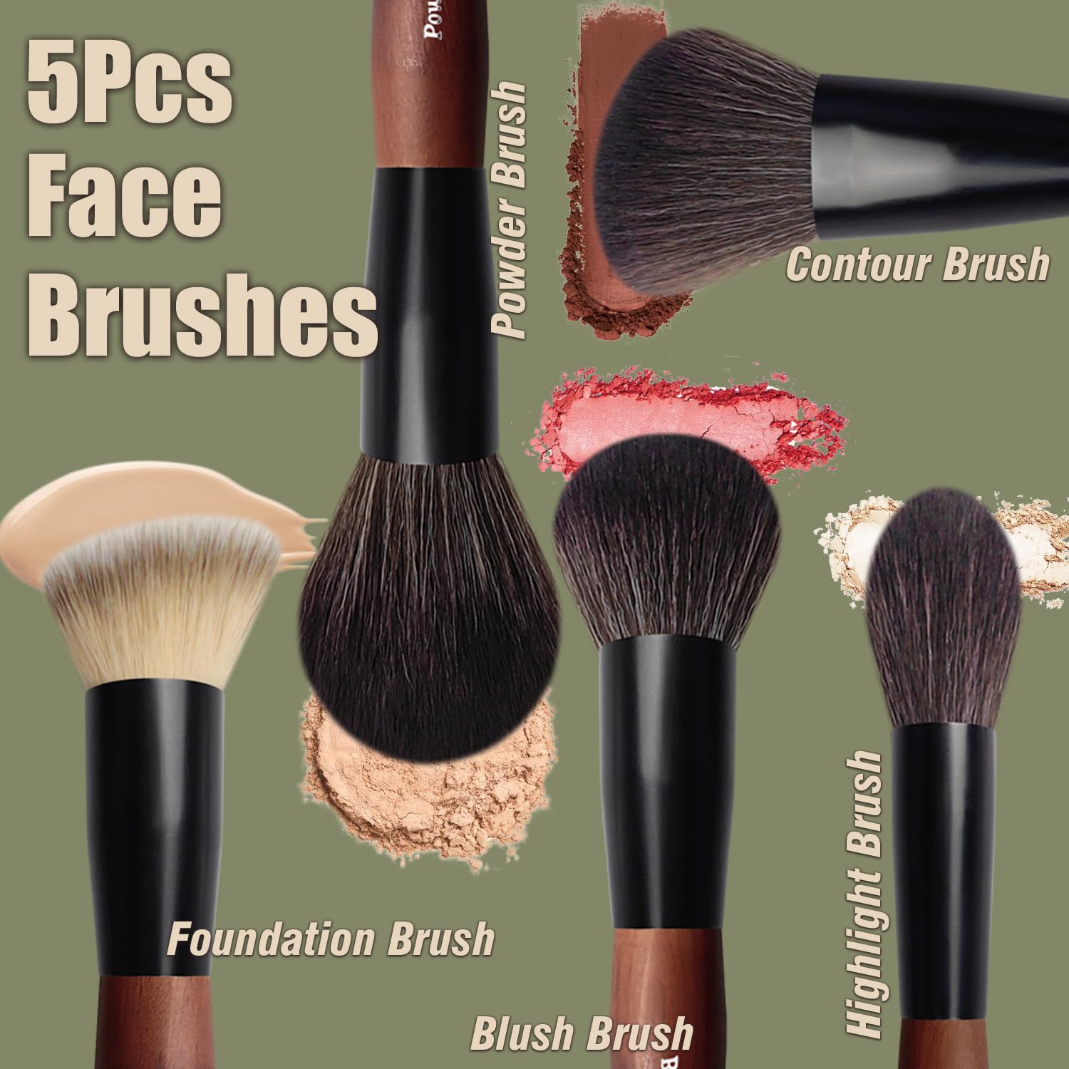 Makeup Brushes 16 Pcs Makeup Brush Set Professional, Wood Handle Travel Make Up Brushes Set with Case, Premium Cruelty-Free Synthetic Fiber Hair Makeup Brush Kit with Holder Zylsnice Au supplements
