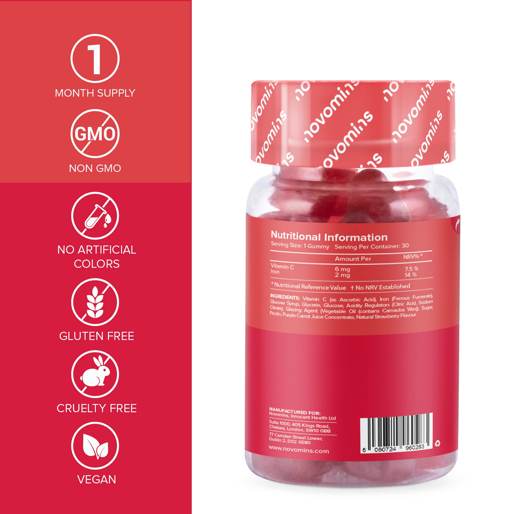 Kids Iron Gummies – Iron Supplement for Kids – Energy & Immune System – Vegan novomins Au supplements