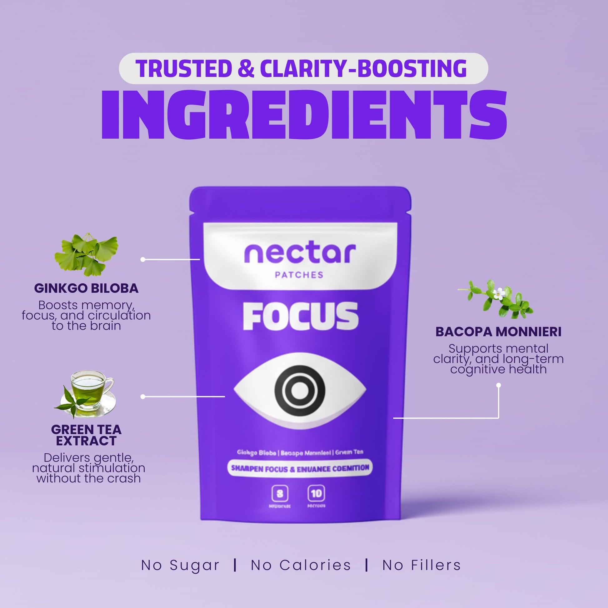 Nectar Focus Patches | Natural Cognitive Support with Ginkgo Biloba, Bacopa & Magnesium for Memory – Mental Clarity Neuro Patches for Work, Study – Clean Plant-Based Nootropic Alternative | 30 Count Nectar Patches Au supplements
