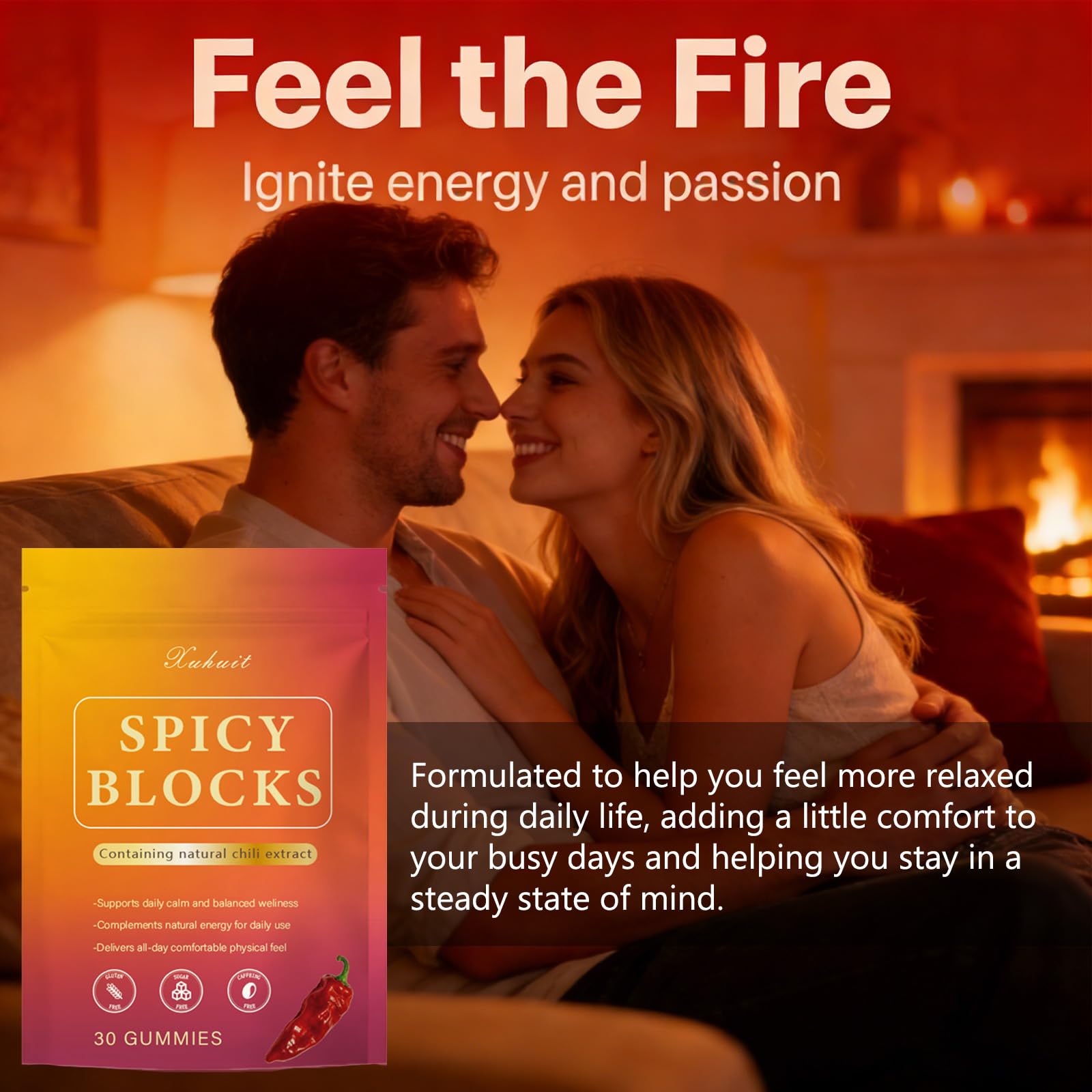 Spicy Blocks for Couples-with Chili Pepper , Maca Root & Epimedium Extract | Supports Emotional Warmth & Daily Comfort | Peach Flavor, Mild Spicy Kick, Vegan-Friendly, No Artificial Additives (1) PBZPBZ Au supplements