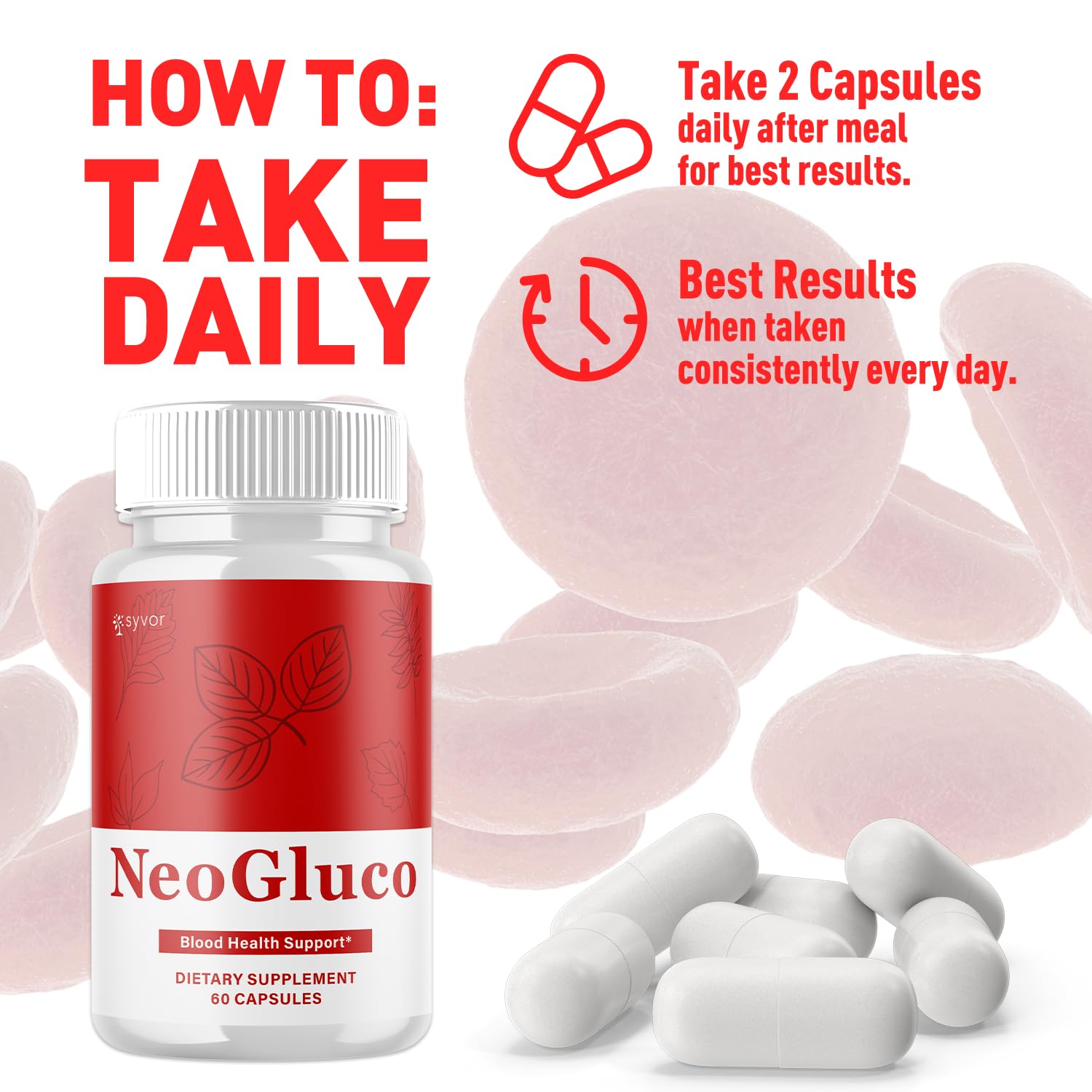 NeoGluco Capsules, Official NeoGluco Glycogen Support Pills with All Natural Ingredients, Advanced Formula Health Supplement with Maximum Strength Premium Vitamins for Women & Men (60 Capsules) Syvor Au supplements