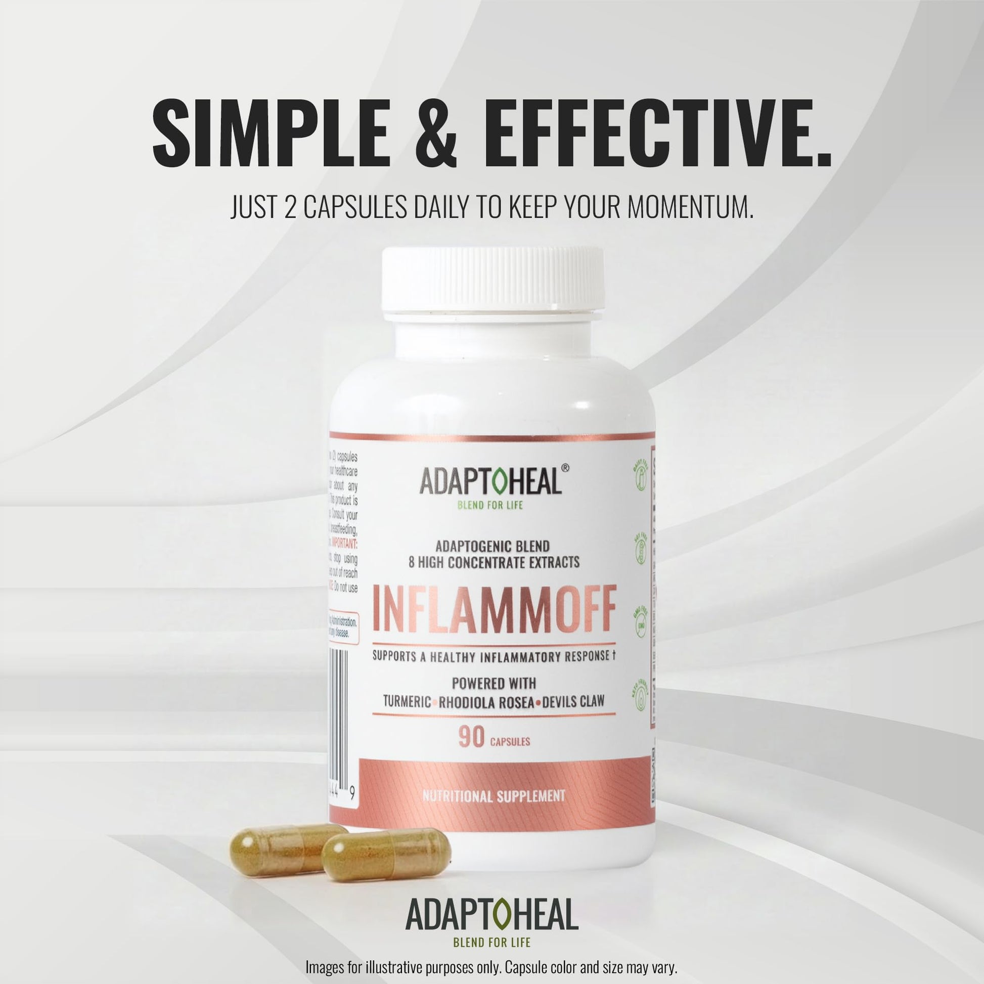 ADAPTOHEAL Inflammoff - Adaptogenic Supplement Designed to Support Joint, Muscle and Tissue Inflammation Naturally, 8 Highly Concentrated extracts with Turmeric and Rhodiola rosea (90 Capsules) ADAPTOHEAL Au supplements