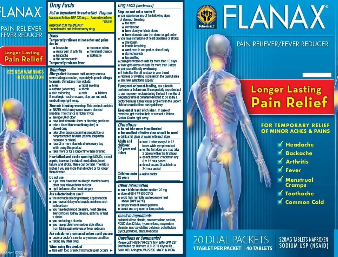 Flanax Pain Reliever Tablets 2ct Retail Dispenser Flanax Au supplements
