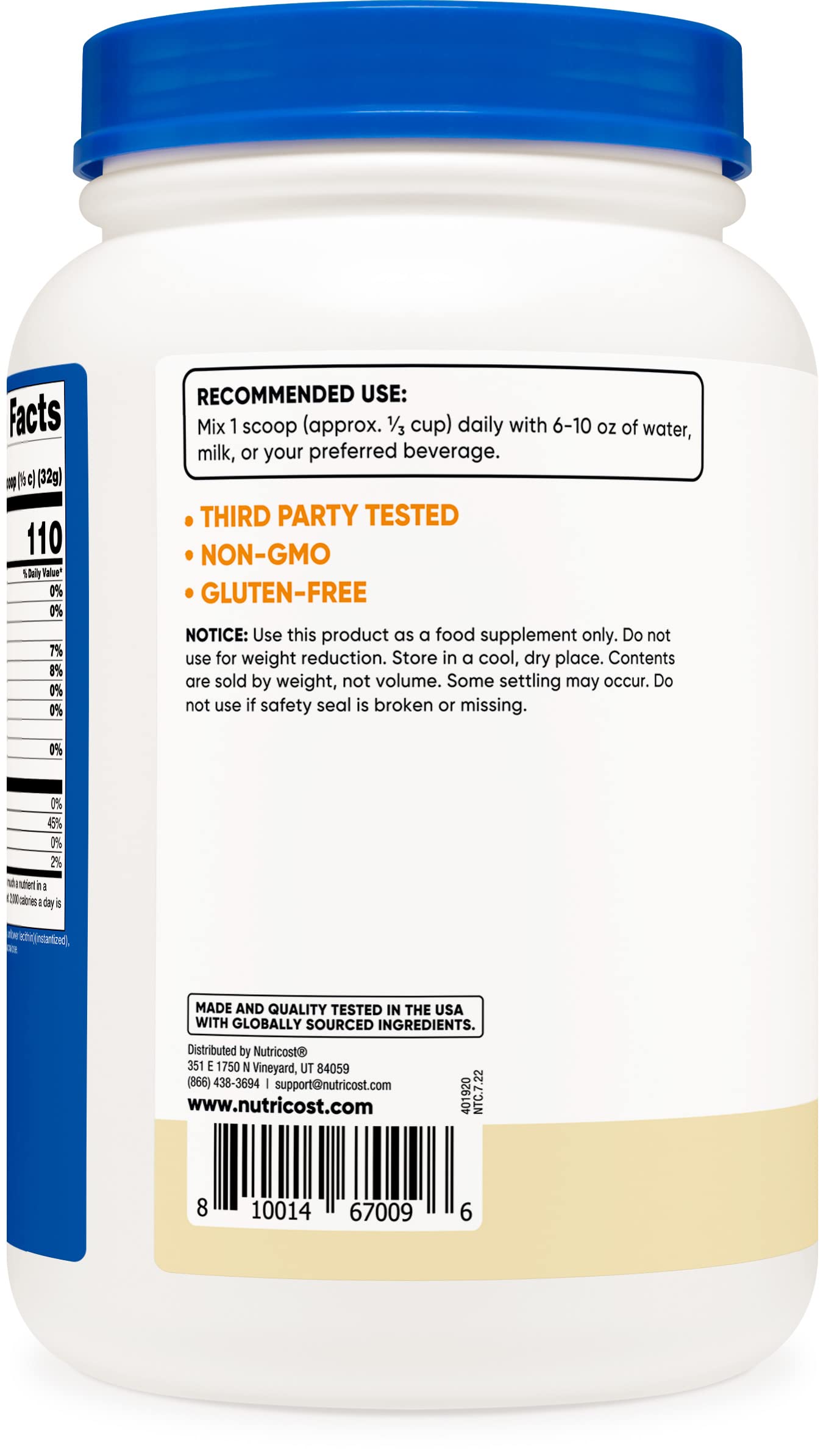 Nutricost Casein Protein Powder 2lb Vanilla - Micellar Casein, Gluten Free, Non-GMO Nutricost Au supplements