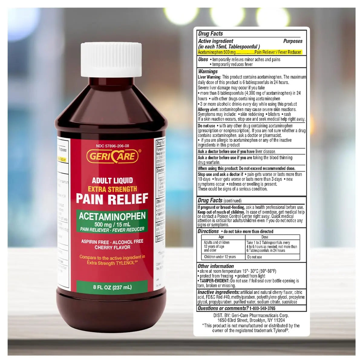 GeriCare Extra Strength Acetaminophen 500 mg Adult Liquid Pain Relief, Fever Reducer, 8 FL OZ (Pack of 1) GeriCare Au supplements