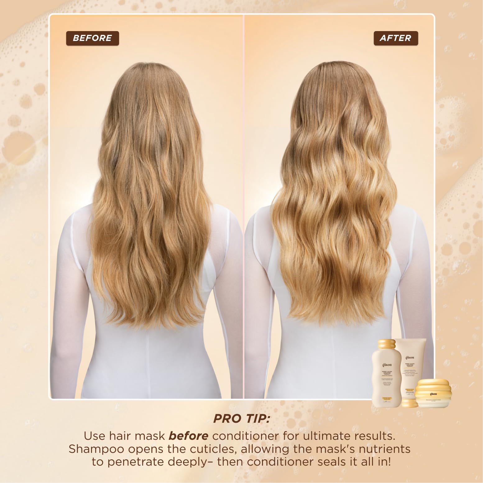 Gisou Honey Gloss Hair Therapy Trio - Mini Shampoo, Hair Mask and Conditioner for smoother, stronger and glossier hair Gisou Au supplements
