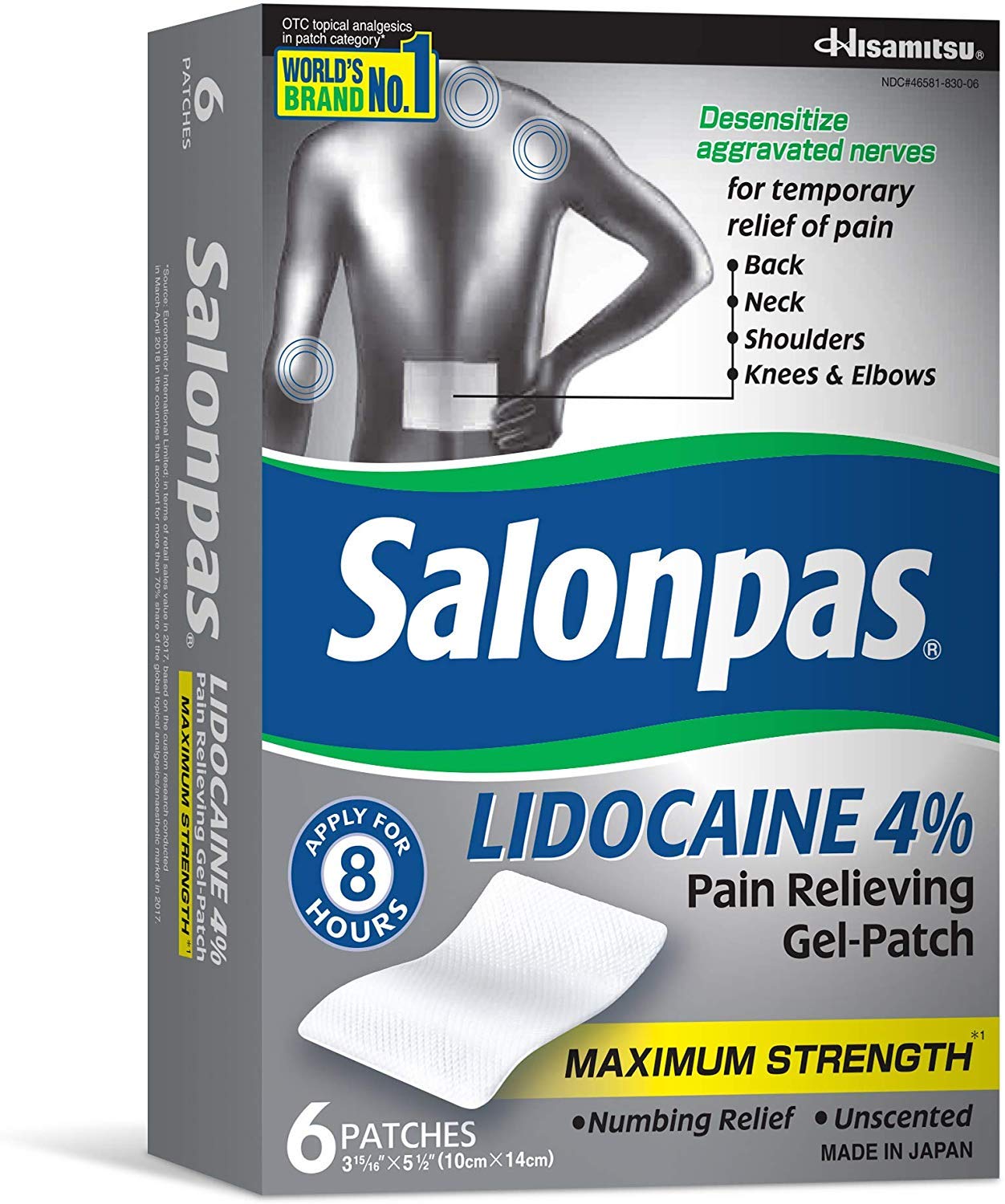 Salonpas LIDOCAINE (5 Pack Bundle) Pain Relieving Maximum Strength Gel Patch! Salonpas Au supplements