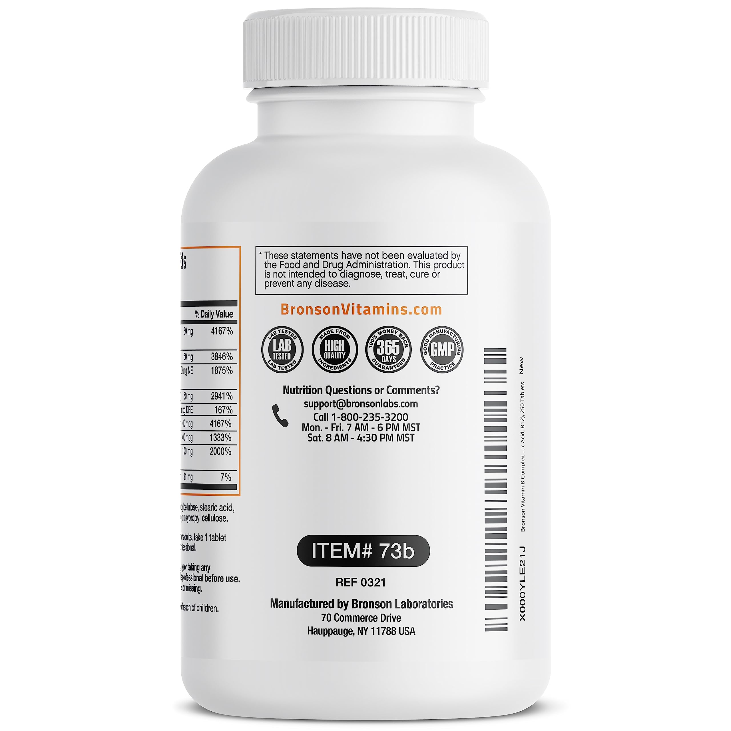 Bronson Super B Vitamin B Complex Sustained Slow Release Vitamin B1, B2, B3, B6, B9 Bronson Au supplements