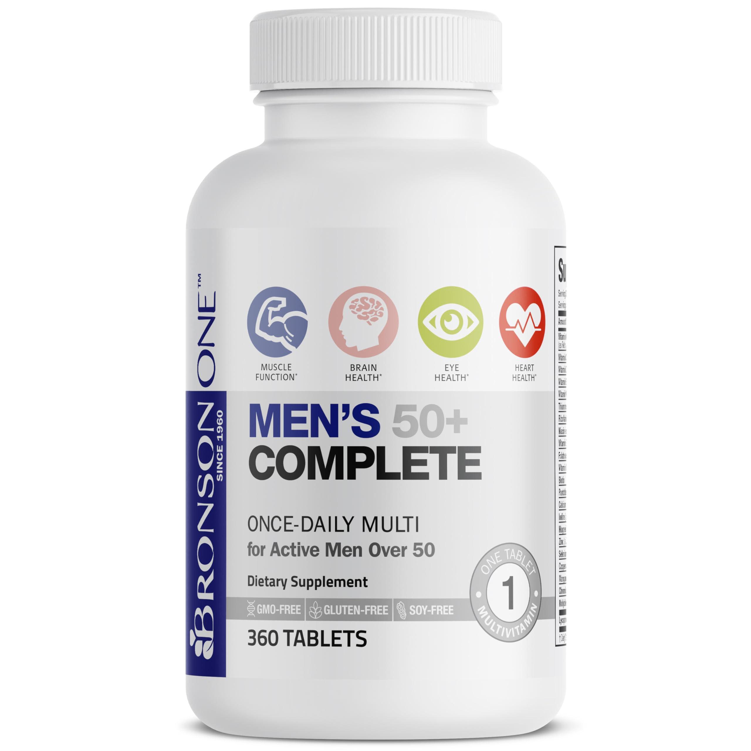 Bronson ONE Daily Mens 50+ Complete Multivitamin Multimineral, 360 Tablets Bronson Au supplements