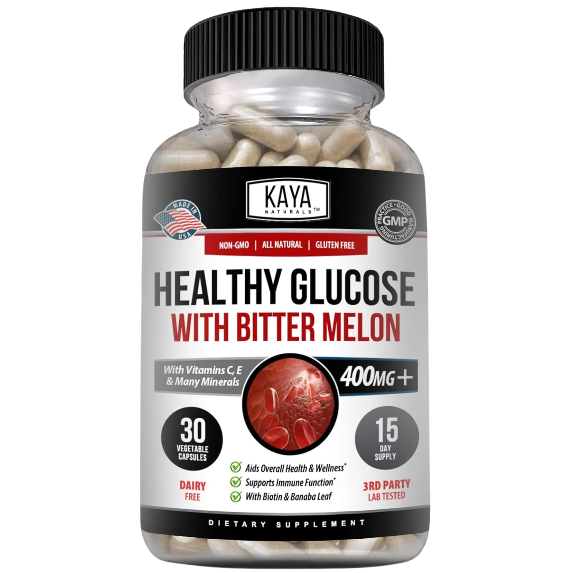 Kaya Naturals Healthy Gluco with Bittermelon Supplement | Support Healthy Levels and Function, 20 Herbs Vitamins and Minerals, Alpha Lipoic Acide, Cinnamon, Vitamin C & E, Non-GMO (30 Count) Kaya Naturals Au supplements