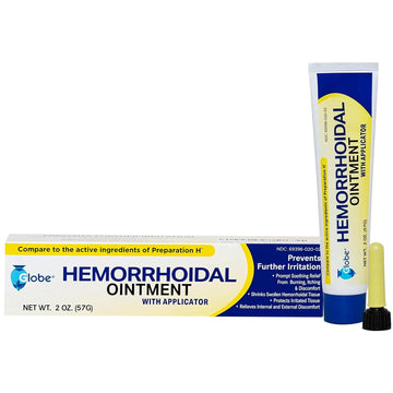 Globe Hemorrhoidal Ointment w/ Applicator, Phenylephrine HCl, Petrolatum Mineral Oil, Maximum Strength Formula for Burning, Discomfort & Itching, 2 oz Hemorrhoidal Ointment Au supplements