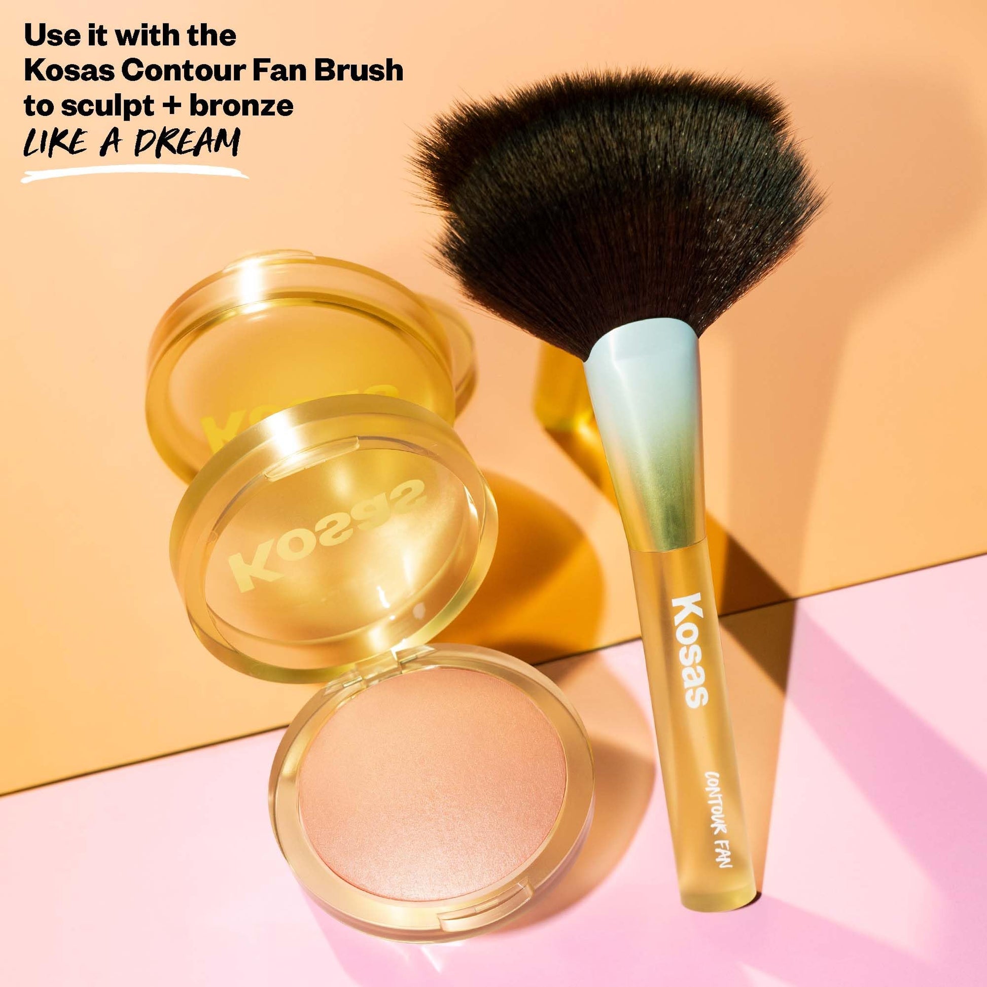 Kosas Sun Show Glowy Warmth Baked Bronzer - Contouring Powder for Cheekbones, Nose & Jawline - Enriched with Concentrated Fatty Acids - Talc-Free, Vegan & Hypoallergenic - Waves Kosas Au supplements