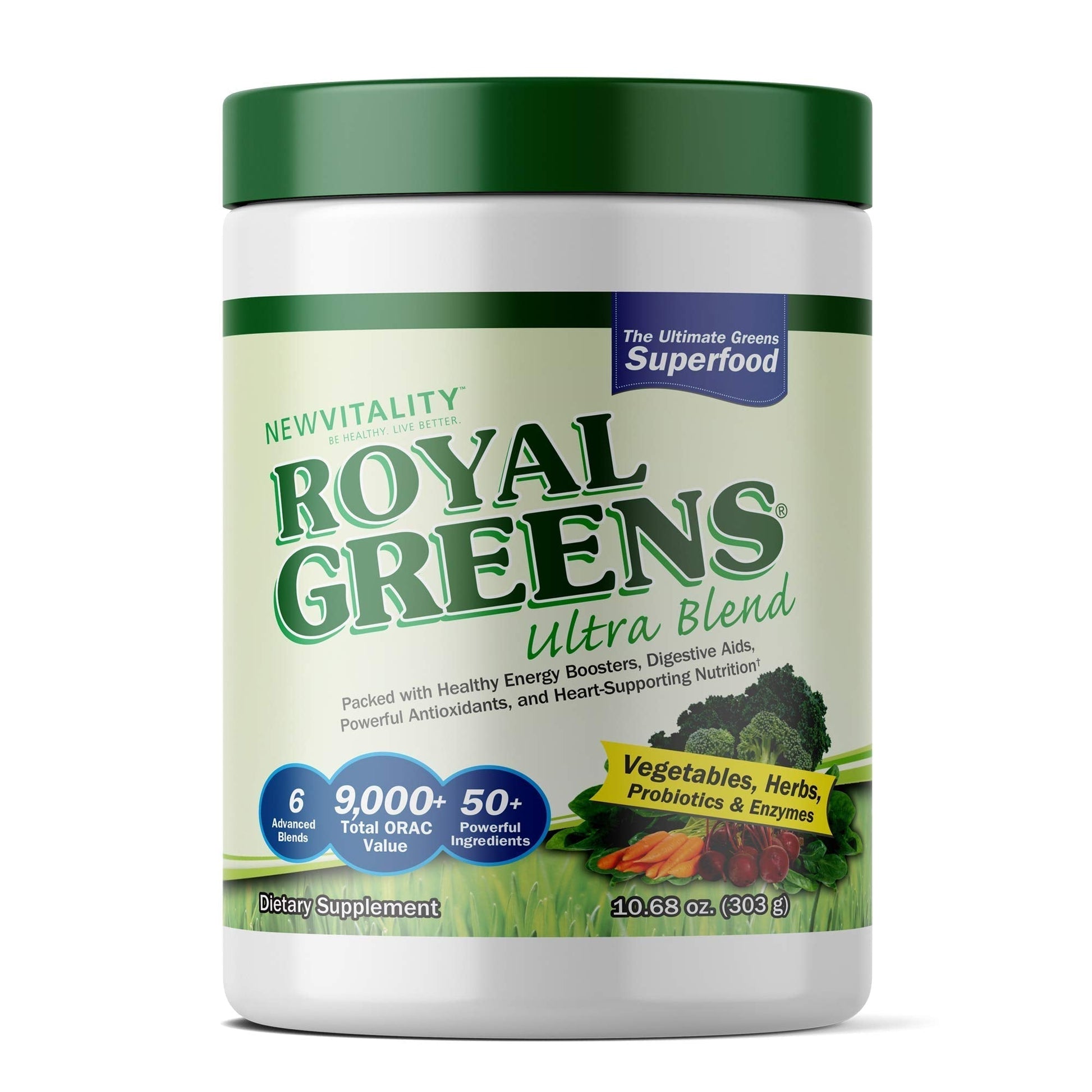 New Vitality Royal Greens Superfood Powder | Healthy Veggie Powder with Probiotics, Enzymes, Antioxidants, Wheat Grass & Greens 10.75oz (30 Day Supply) New Vitality Au supplements