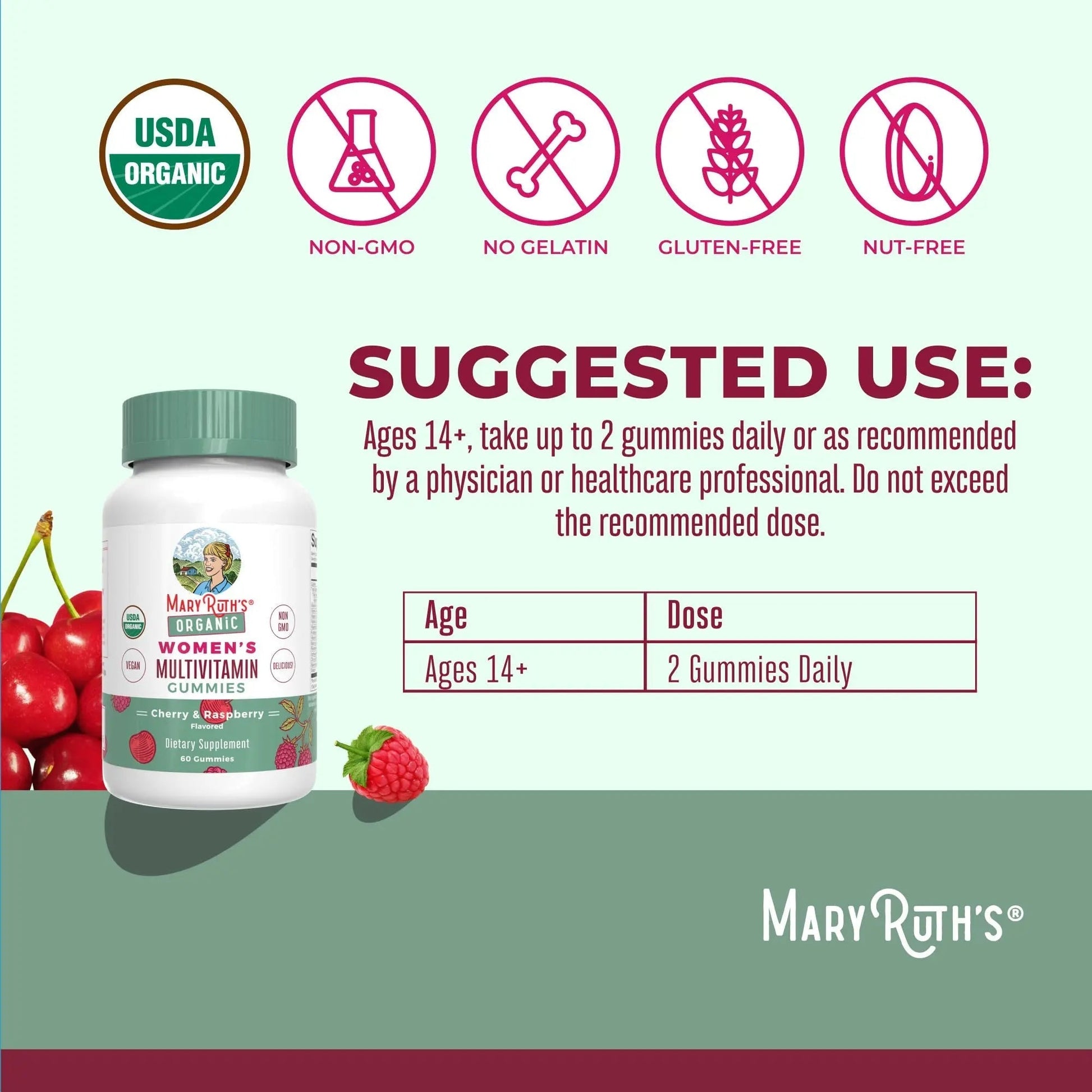 MaryRuth's Multivitamin Gummies for Women (Cherry & Raspberry) & Liquid Nighttime Multimineral (Pineapple) | Clean Label Project Verified MARYRUTH'S Au supplements