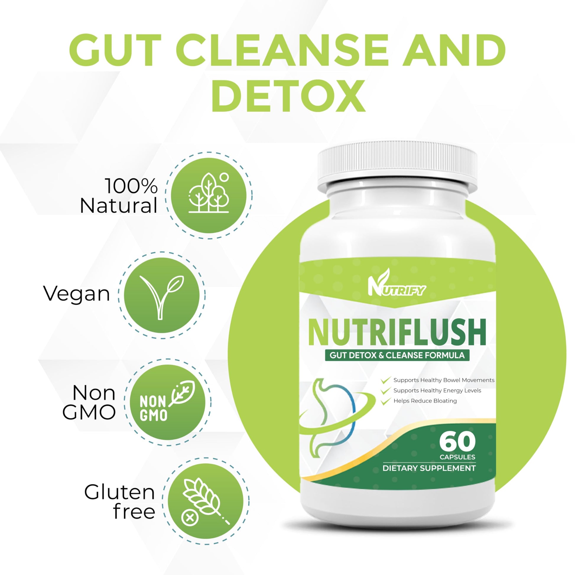 NutriFlush - Powerful Colon Support & Gut Cleanse Formula, High Absorption, GMO Free, Made in USA Generic Au supplements