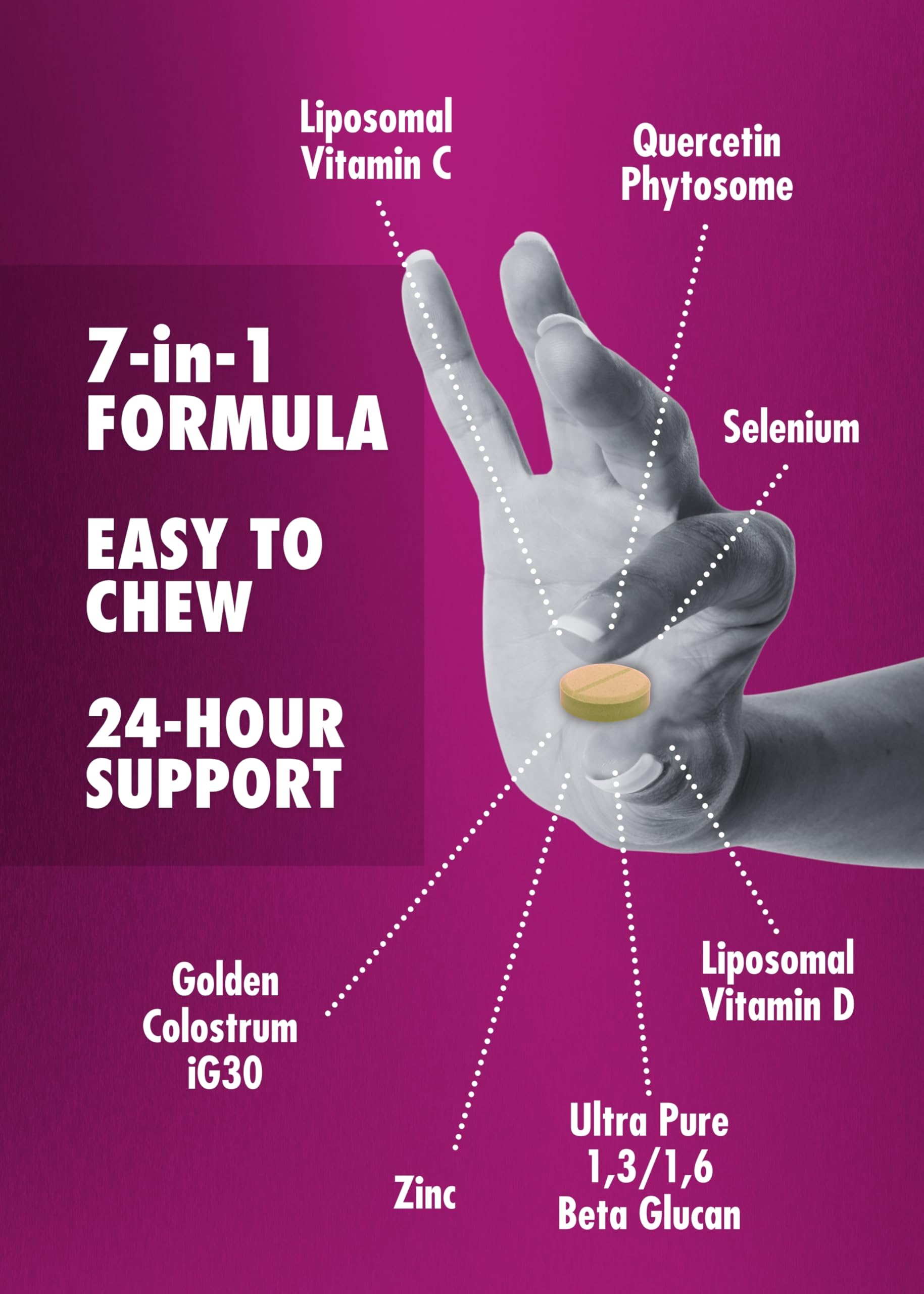 HEALTH DIRECT - Qubeco Immune Support with Vitamin D3, Liposomal Vitamin C, Quercetin, Beta-Glucan, Colostrum, Zinc, Selenium - Clinical Strength – 56 Soft Chew Tabs - 28 Day Supply - Pineapple Zest HEALTH DIRECT Au supplements