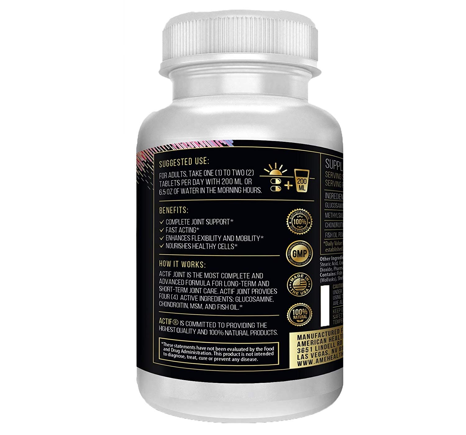 Actif Joint 4-in-1 Fast Relief Maximum Strength, Clinical Formula, 120ct, Made in USA ACTIF Au supplements