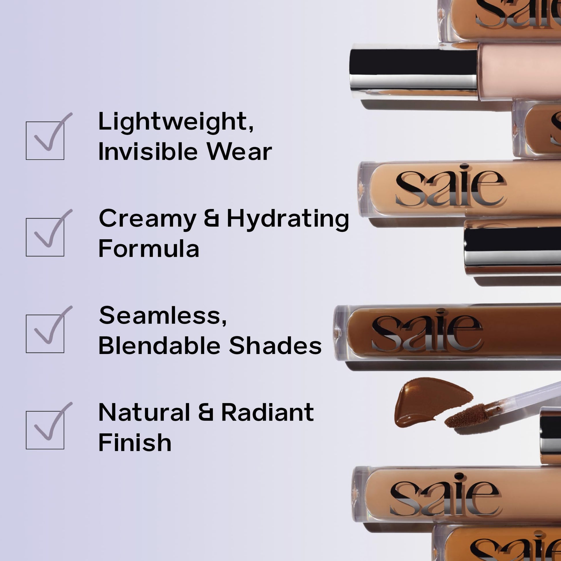 Saie Hydrabeam Under Eye Brightener - Sheer + Hydrating Concealer with Glycerin, Squalane + Cucumber Extract - Brightening Under Eye Concealer + Corrector for Even, Glowing Skin - Shade 6 (0.2 oz) Saie Au supplements
